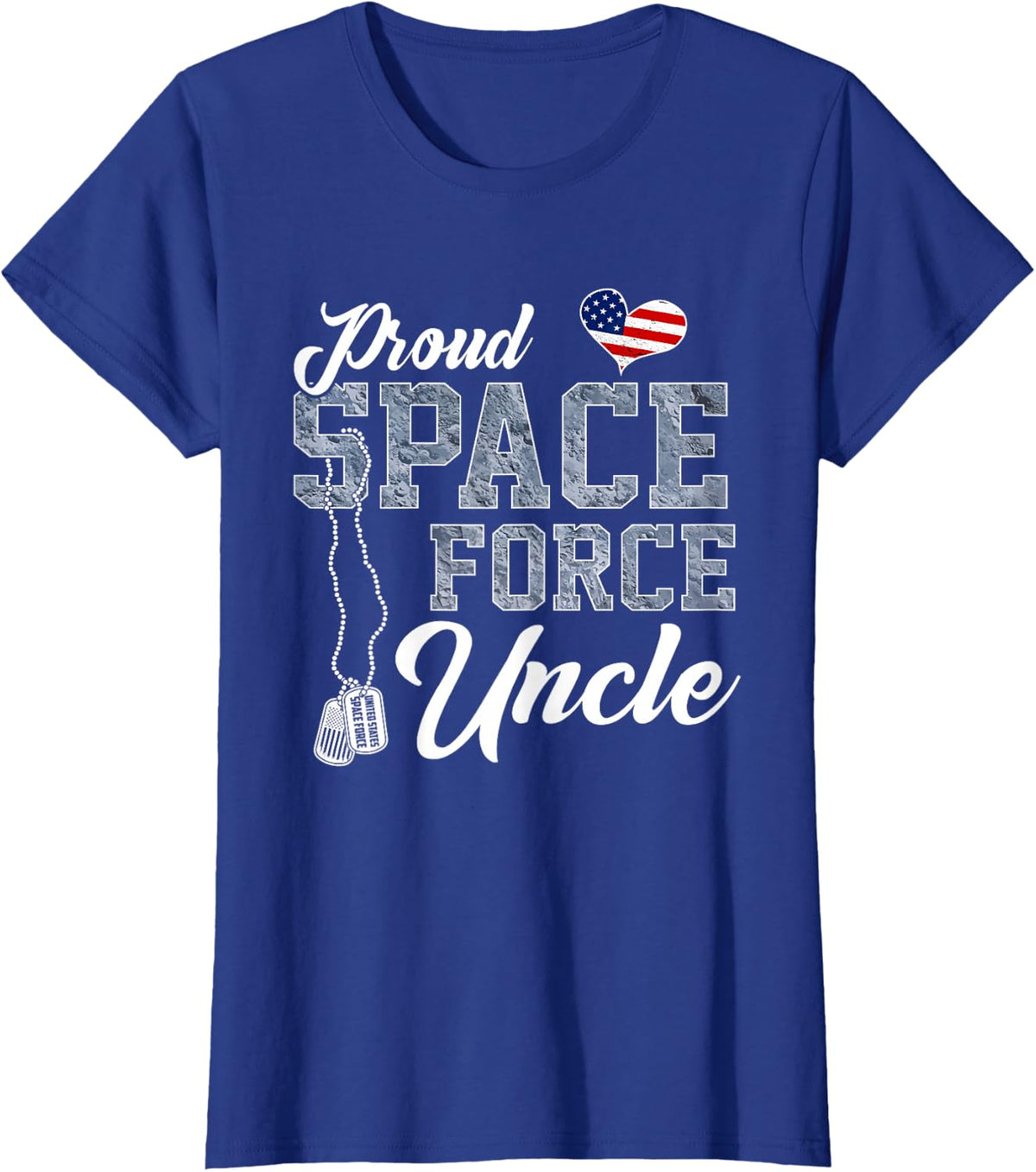Proud Space Force Uncle US Military Family Matching T-Shirt - Royal Blue