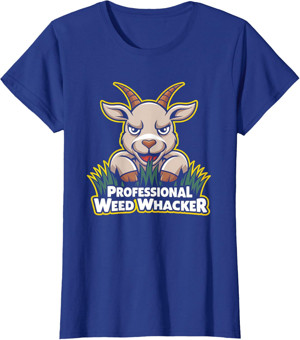 Professional Weed Whacker Funny Pygmy Goat Lawn Mowing Farm T-Shirt - Royal Blue