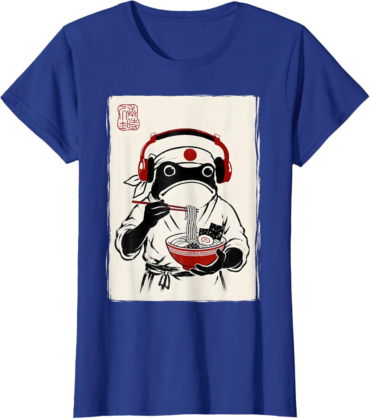 Frog Ramen Chef Ukiyo E Kawaii Japanese Art Noodle Lover T-Shirt - Royal Blue