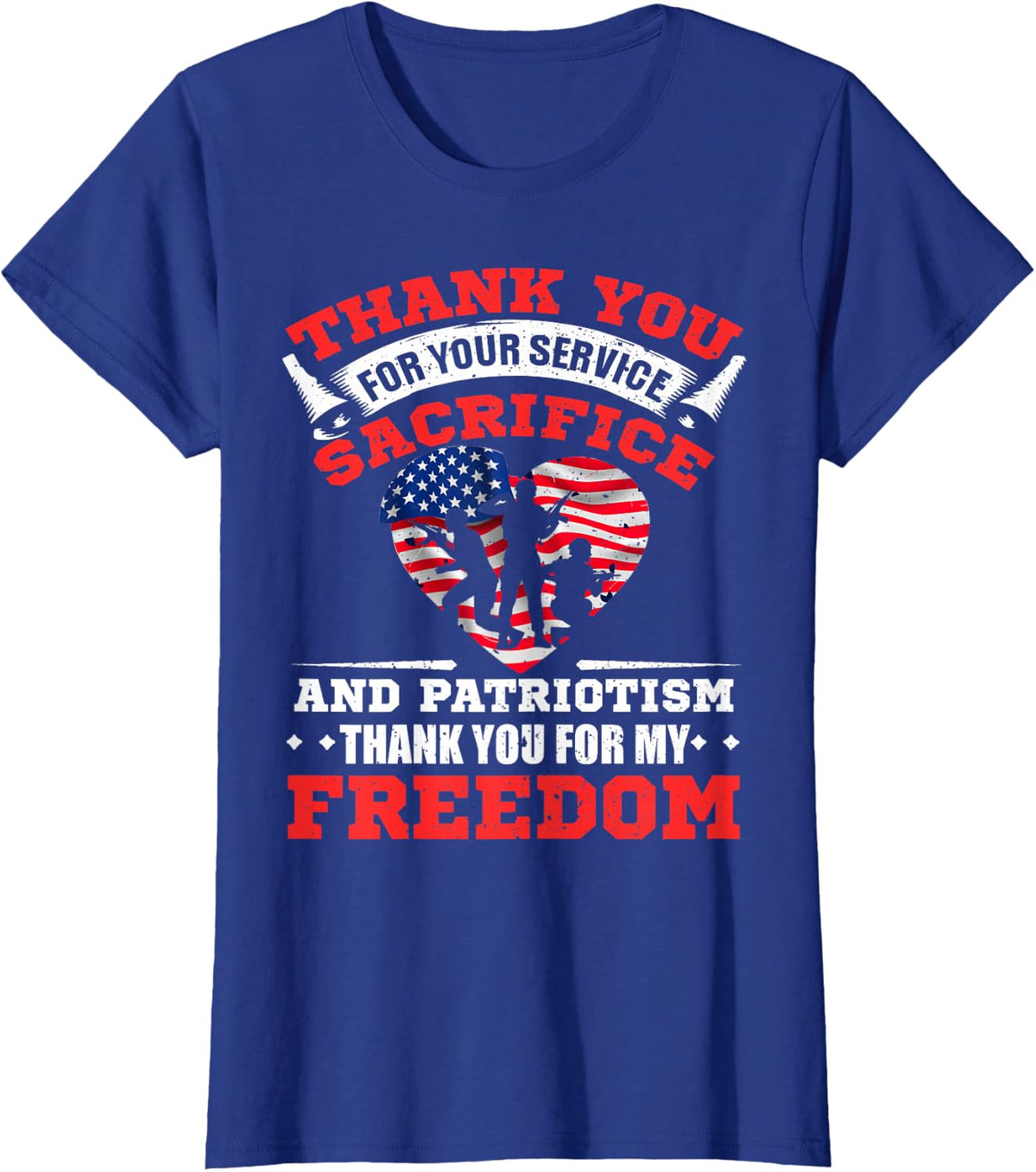 Veterans 4th Of July Thank You American Flag T-Shirt - Royal Blue
