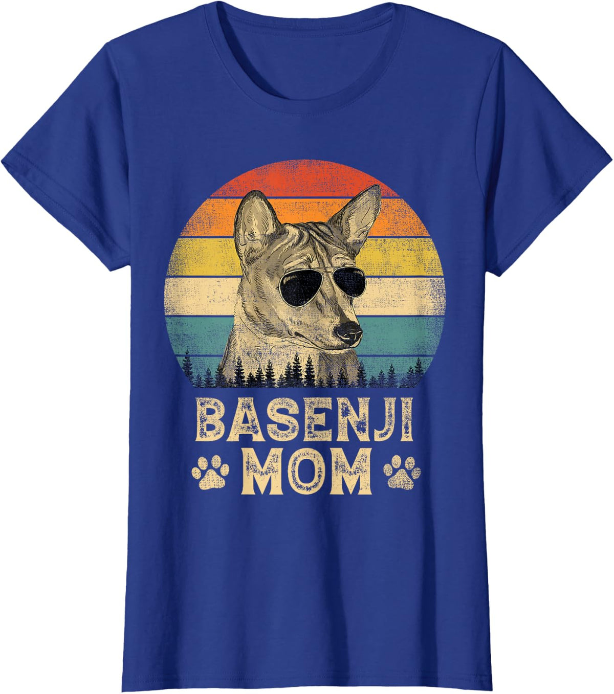 Vintage Basenji Mom Dog Lovers Tees T-Shirts Mothers Day Gift For Women - Royal Blue