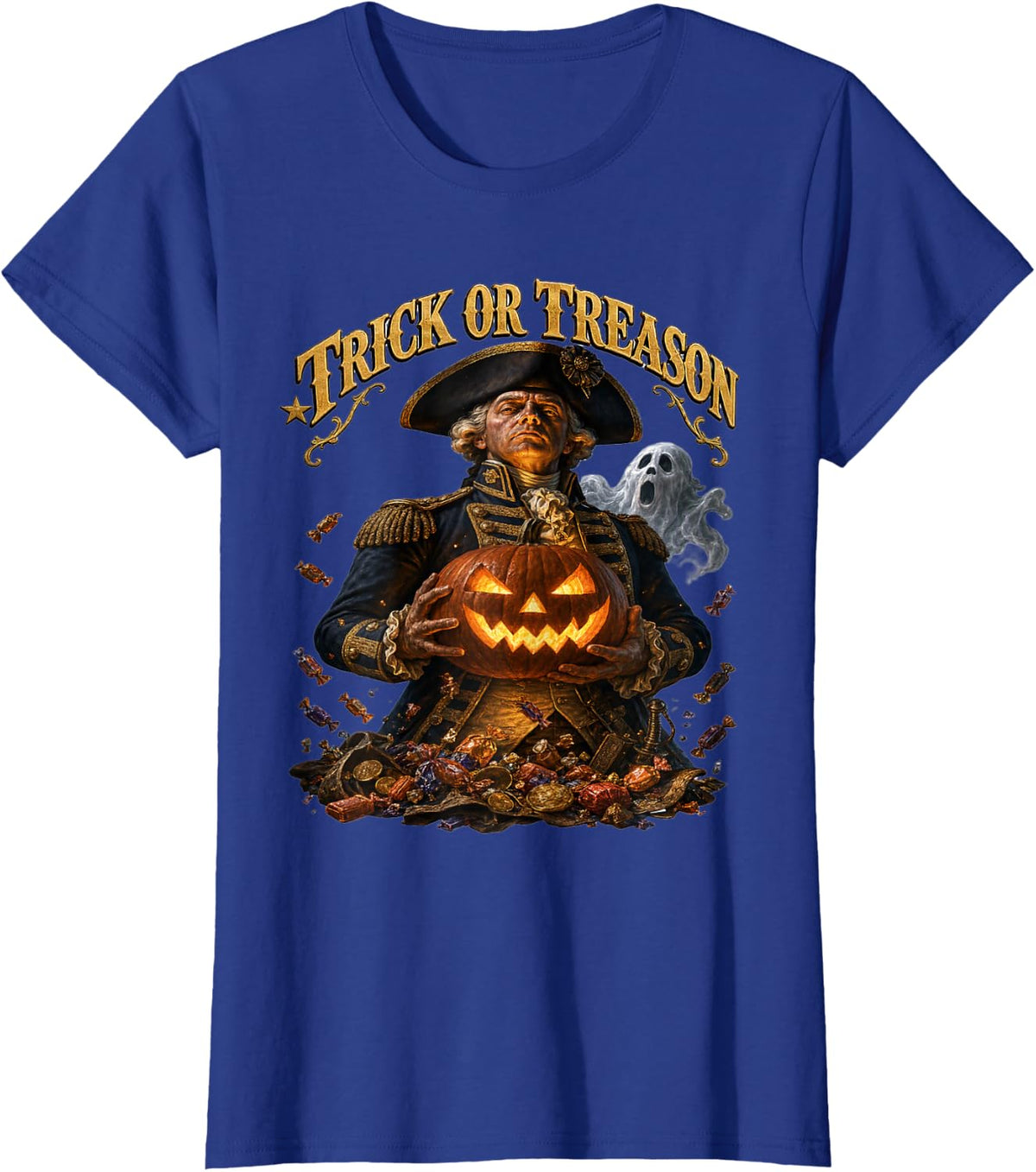 Trick Or Treason Funny Halloween American History Patriotic T-Shirt - Royal Blue