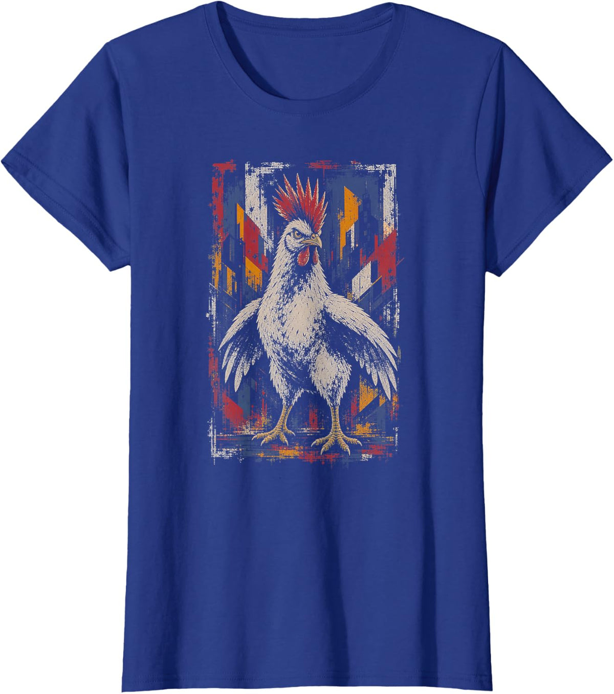 Punk Rock Chicken Urban Grunge Illustration T-Shirt - Royal Blue