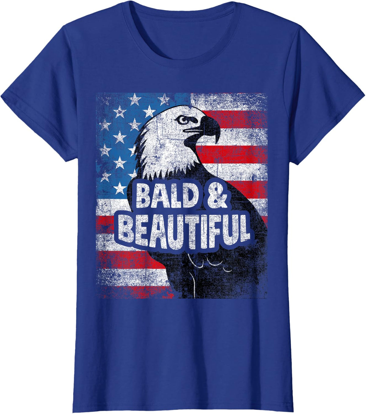 Eagle distressed vintage American flag grunge bald beautiful T-Shirt - Royal Blue