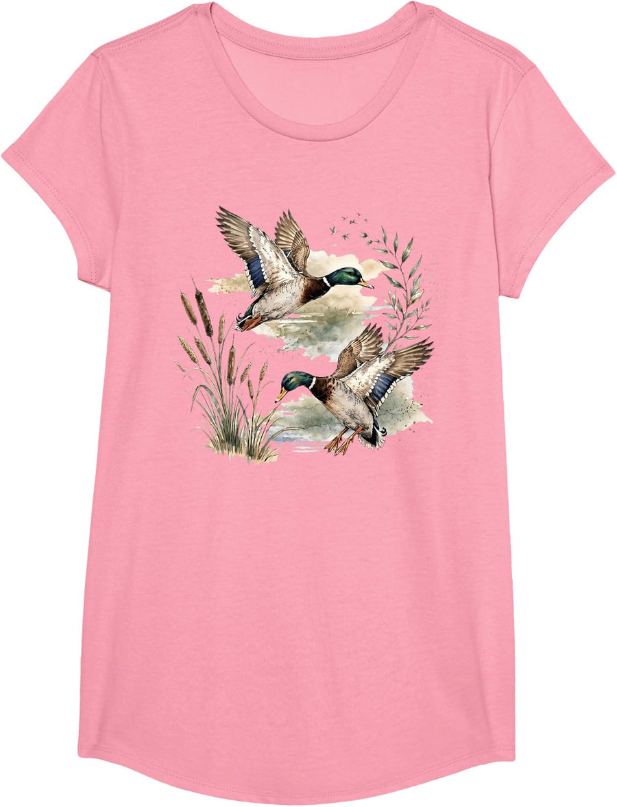 (2 Sided) Funny I Will Praise Him in Every Season Duck Deer T-Shirt - Girls Pink