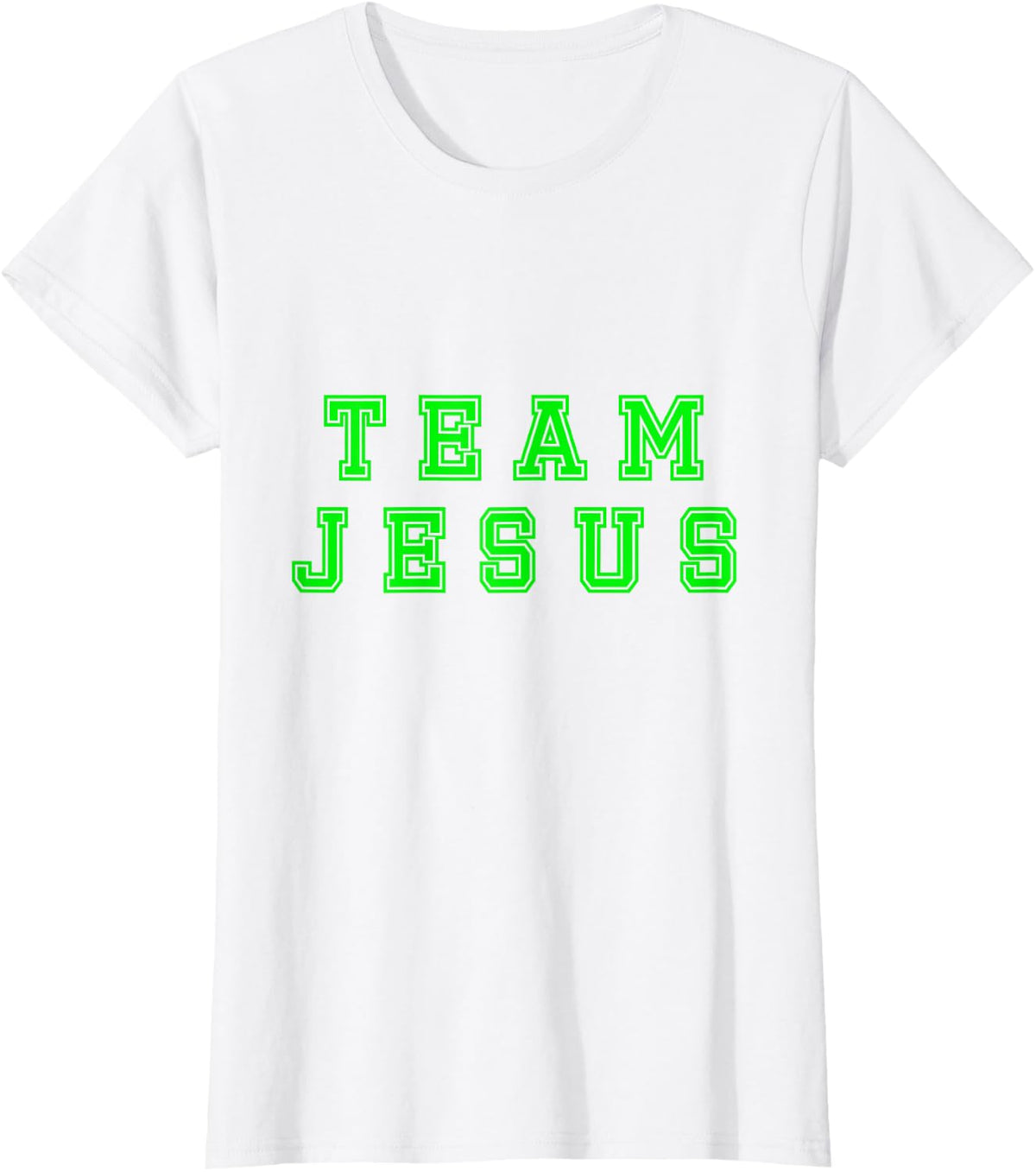 Lime Green Text Team Jesus Christian Athletic Sports Faith T-Shirt - White