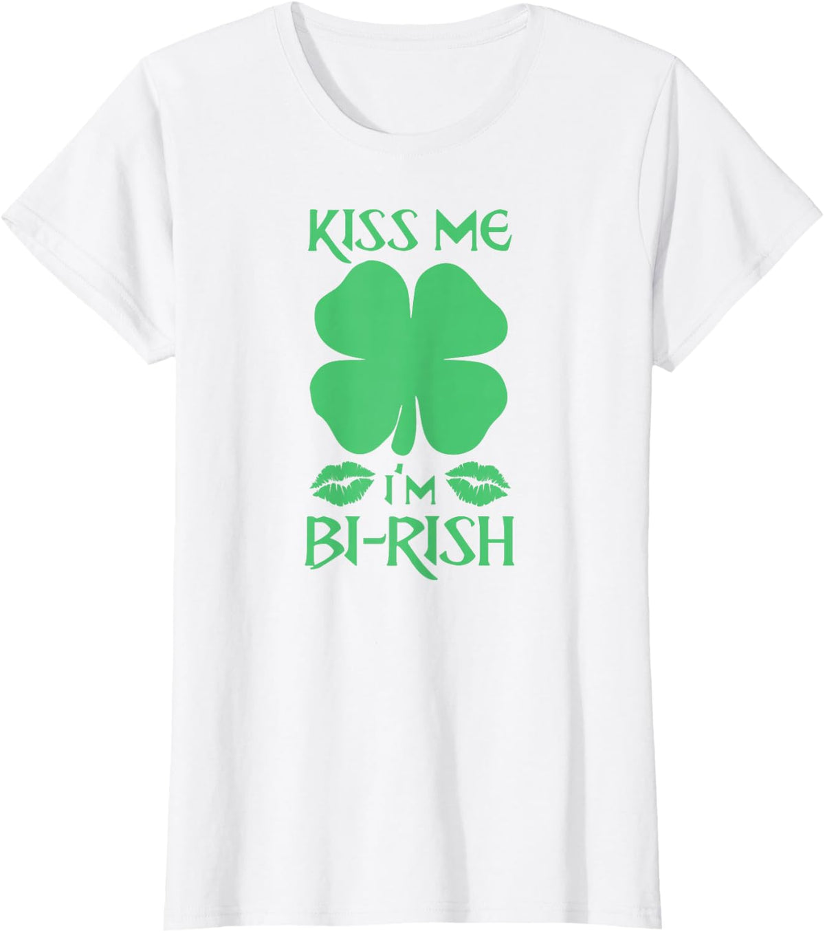 Kiss Me I'm Bi-Rish Birish Irish Bisexual Pride Sharmcok T-Shirt - White