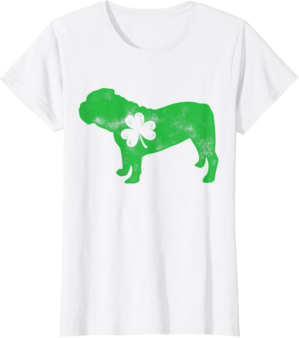 English Bulldog St Patricks Day Men Women Shamrock Dog Lover T-Shirt - White