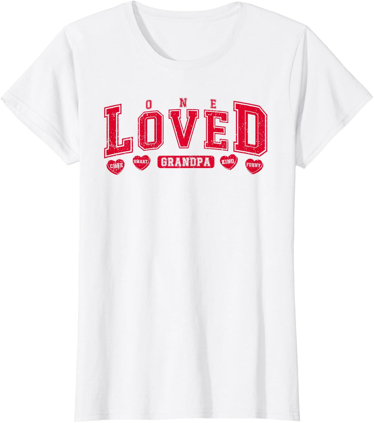 One Loved Grandpa Varsity Valentines Day Heart Grandfather T-Shirt - White