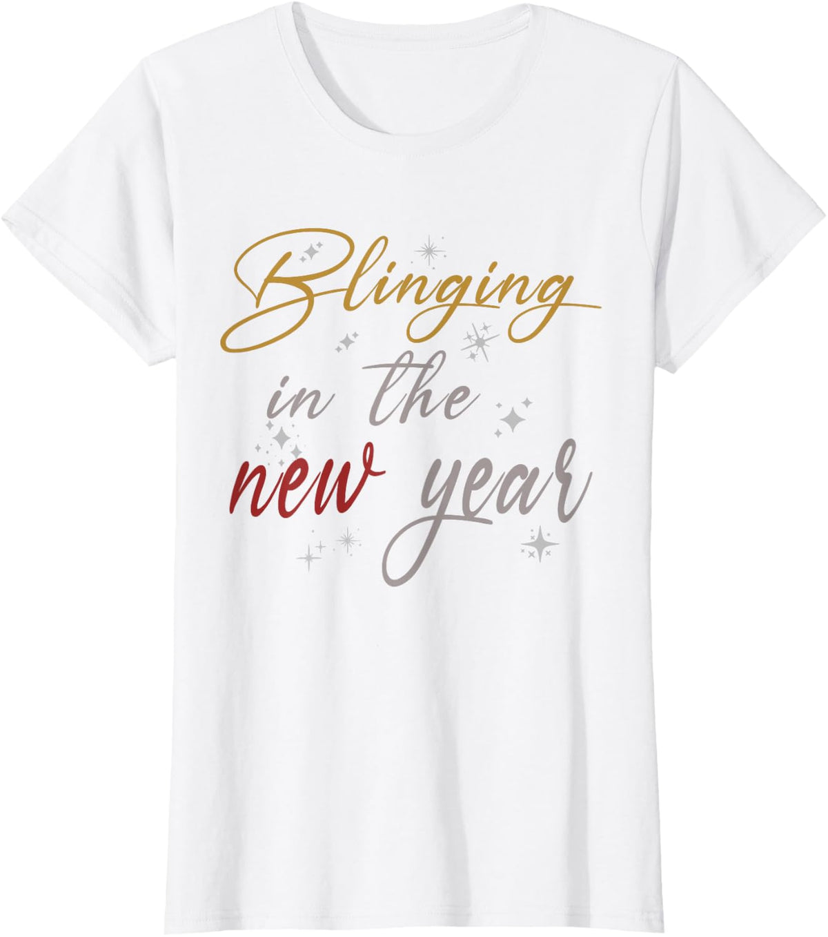 Cute Happy New Year Gift Blinging In New Year T-Shirt - White
