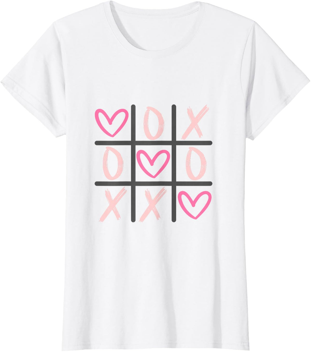 Hearts XOXO Tic-Tac-Toe Valentines for kids woman and men T-Shirt - White