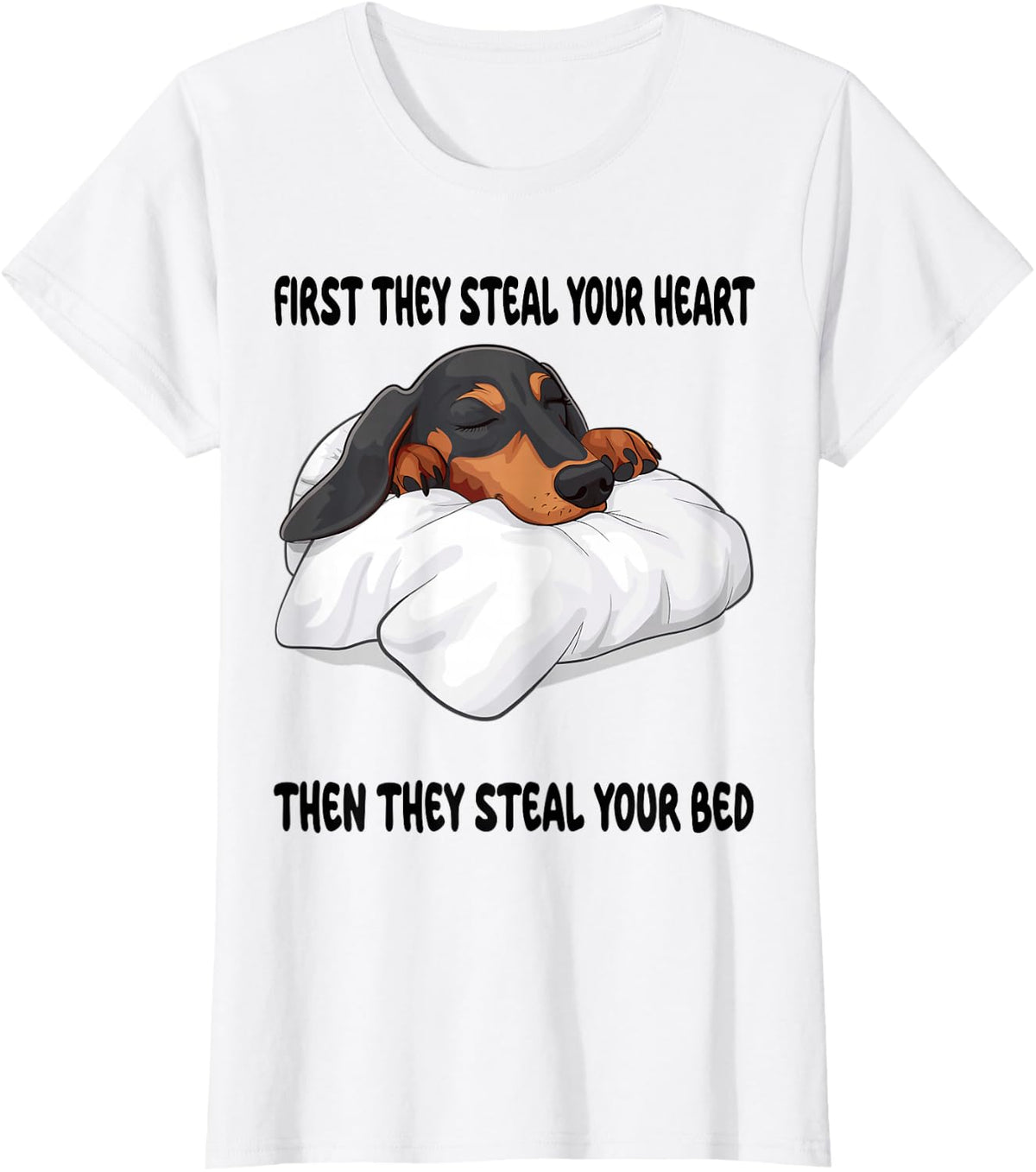 Dachshund Wiener Doxie Sleeping Pajamas Nightgown T-Shirt - White