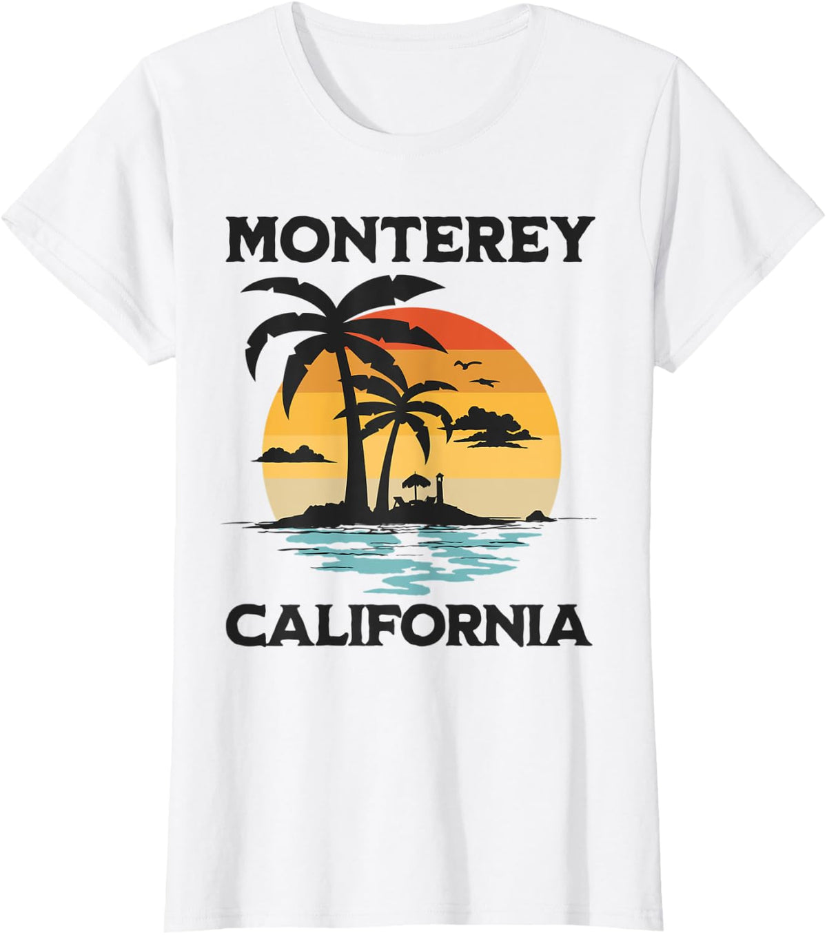 Monterey California Beach Surf Summer Vacation Vintage Men Women Kids T-Shirt - White