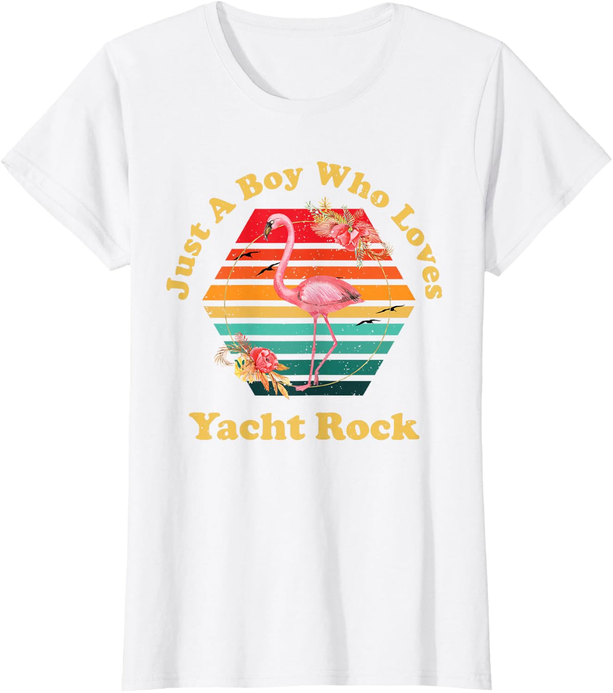 Retro Silhouette Man Just A Boy That Loves Yacht Rock T-Shirt - White
