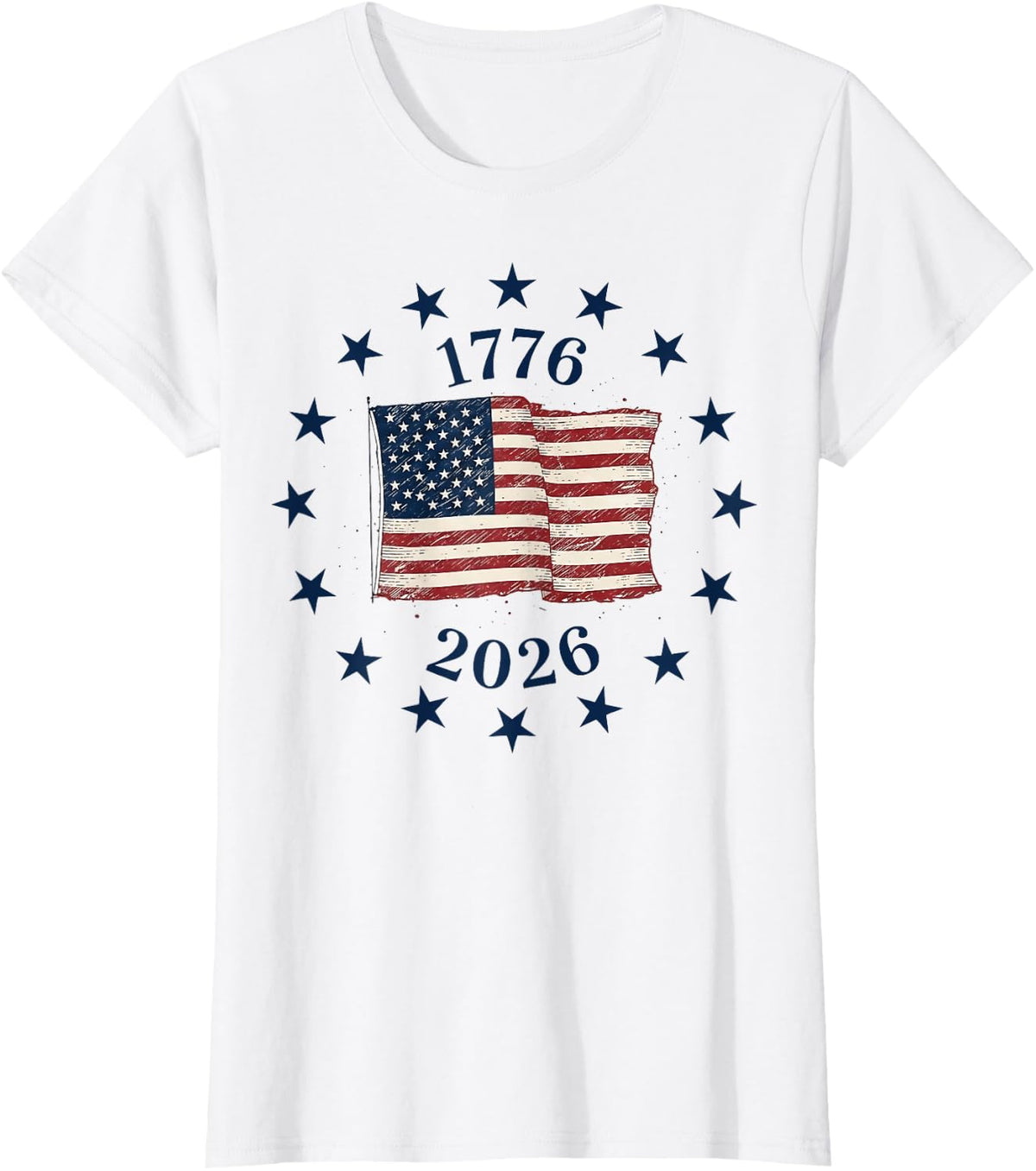 1776-2026 American Flag USA 250th Anniversary Men Women T-Shirt - White