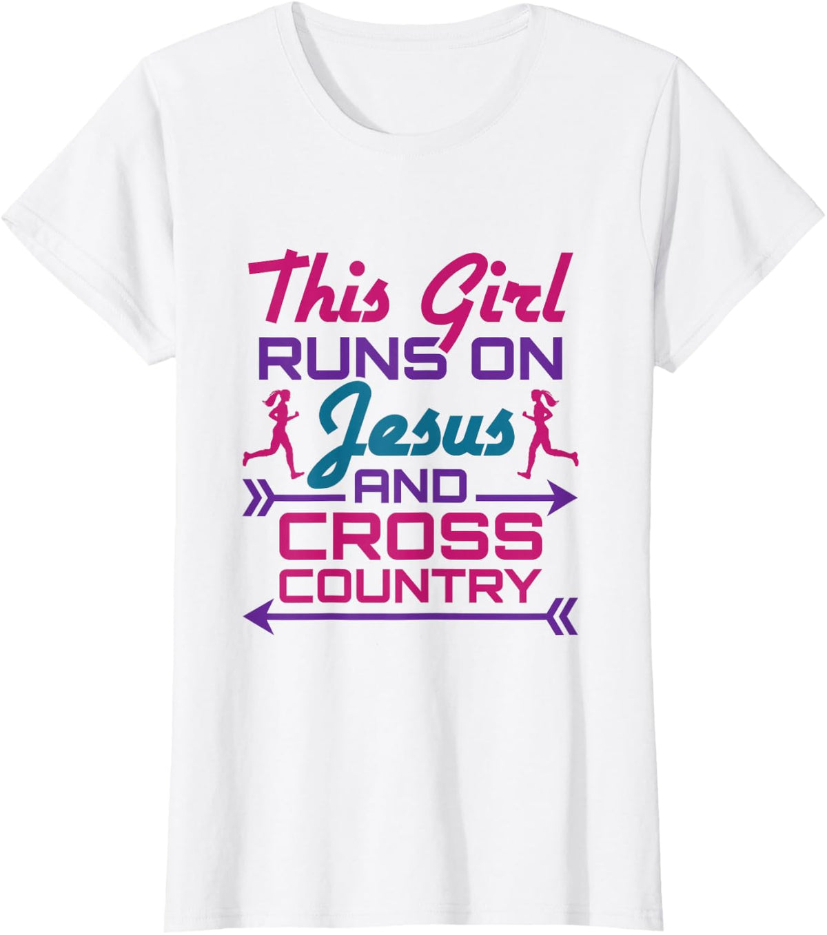 This Girl Runs on Jesus and Cross Country Cute XC Running T-Shirt - White