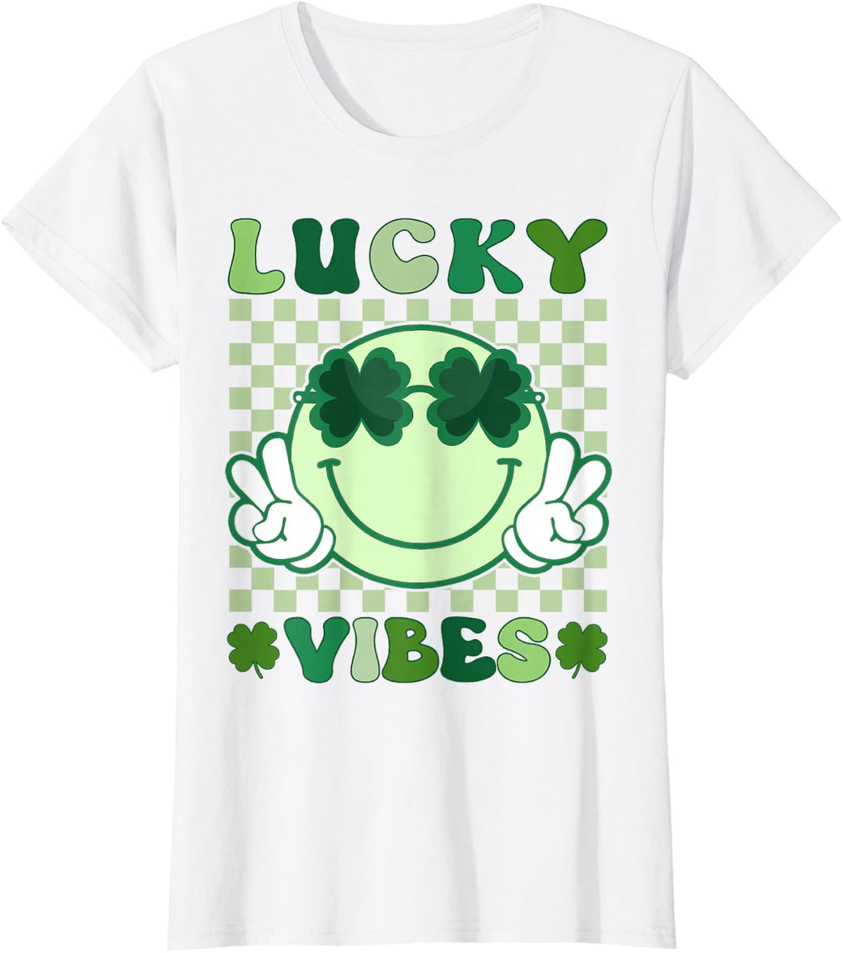 Groovy St Patricks Day Shirts for Women Men Kids Lucky Vibes T-Shirt - White