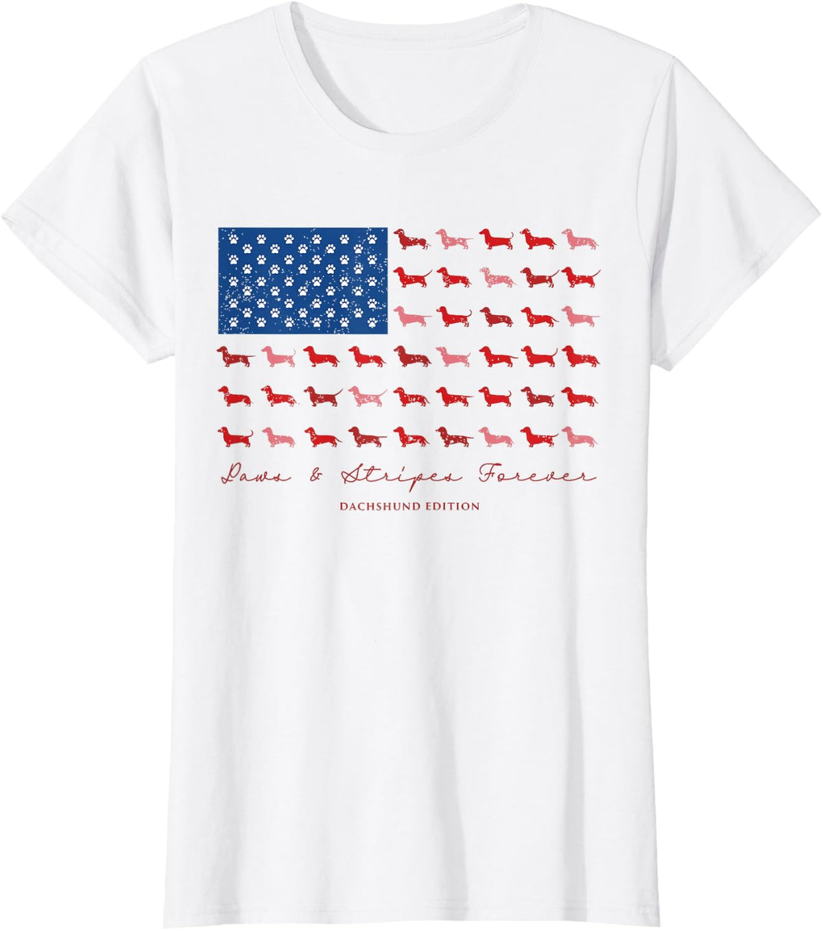 Paws and Stripes Forever Dachshund Edition 4th of July T-Shirt - White