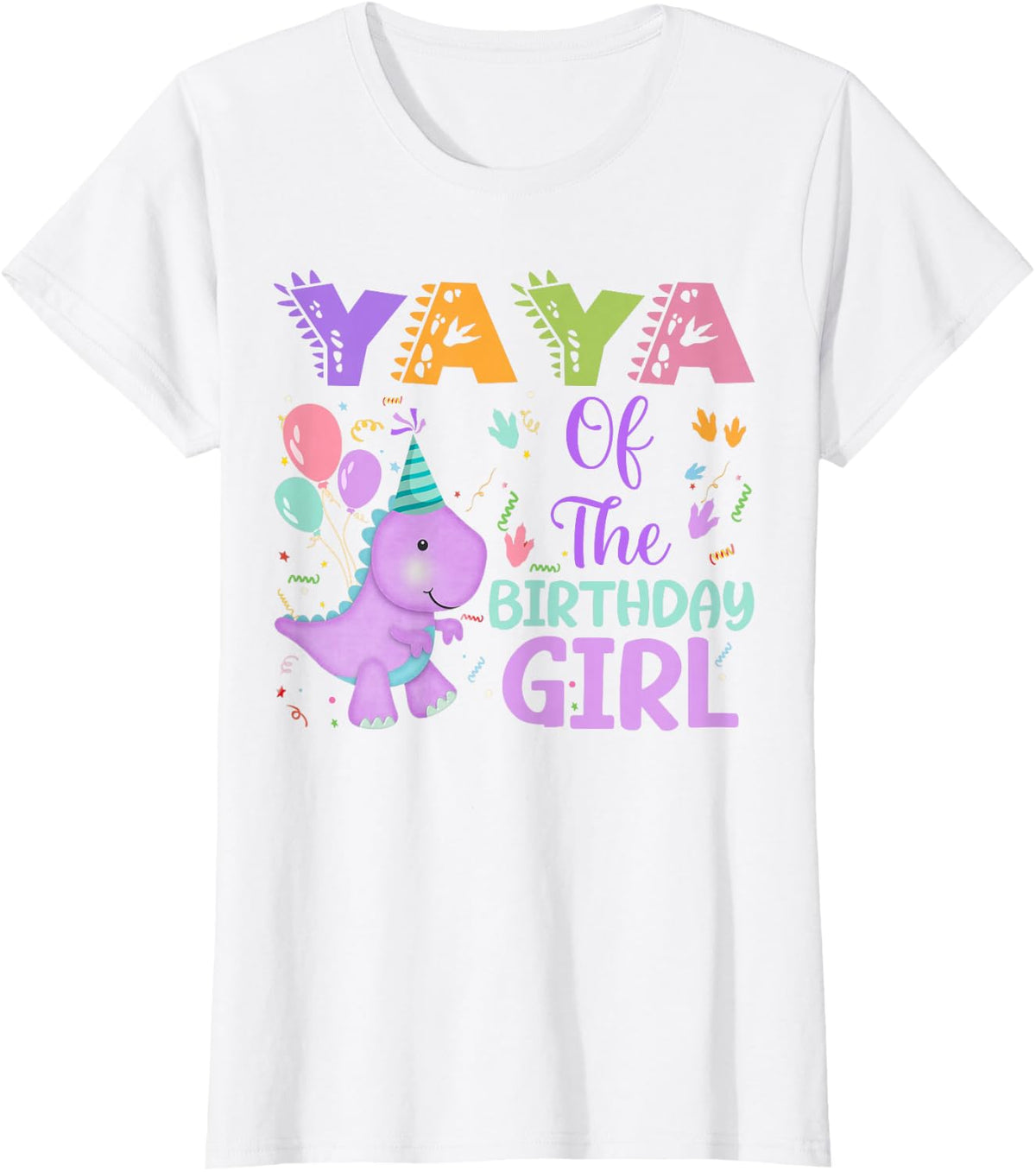 Yaya Of The Birthday Girl Dinosaur Saurus Rex Party T-Shirt - White