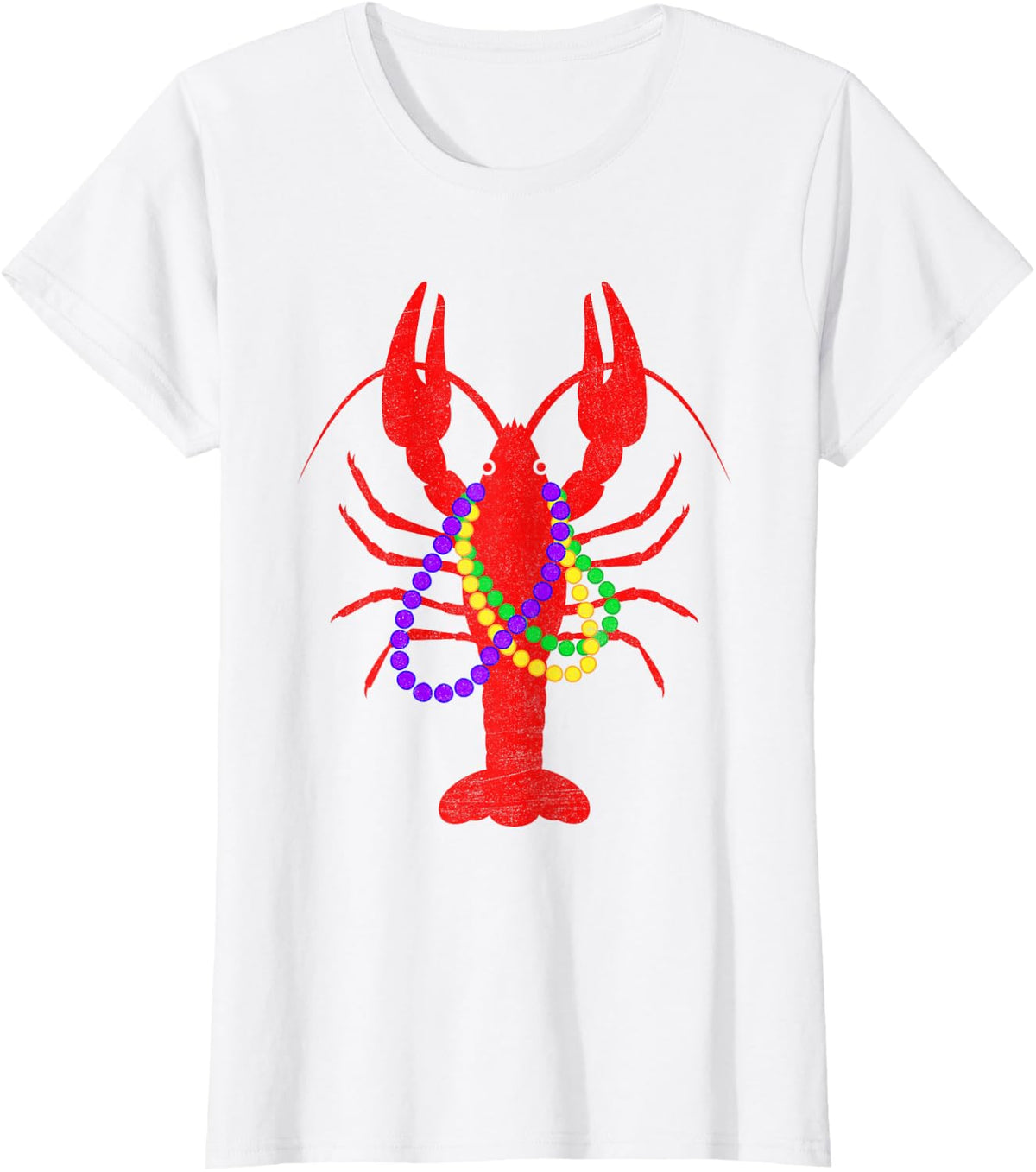 Mardi Gras Crawfish Beads For Men Women T-Shirt - White