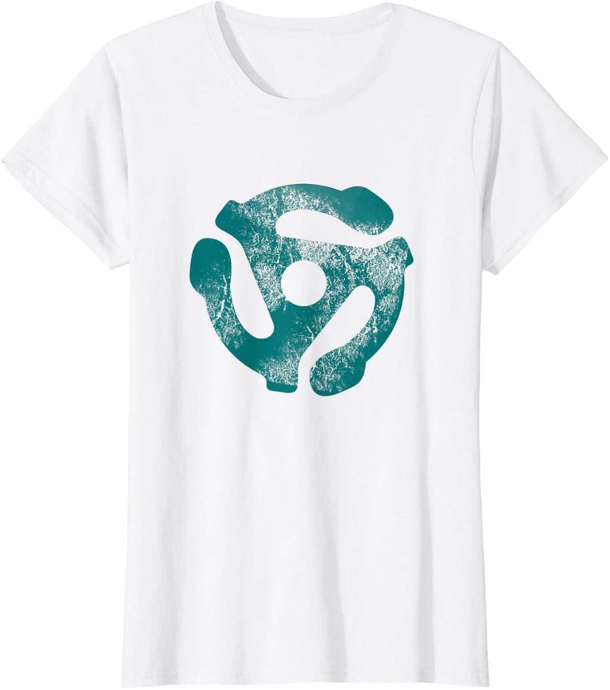 45 RPM Adapter DJ Turntable Record Old Music Teal T-Shirt - White