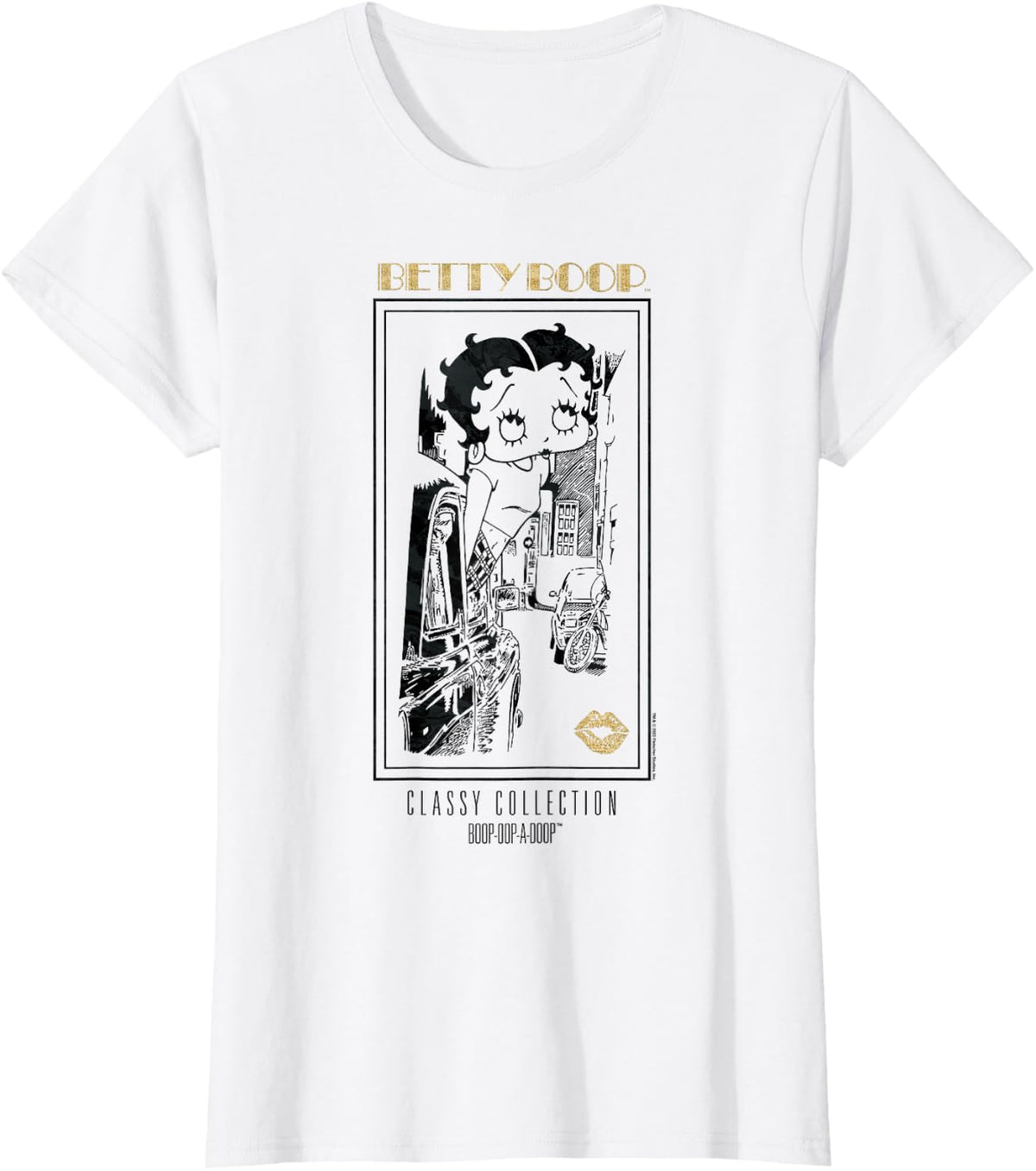 Betty Boop Vintage Classy Collection Faded Broadway Poster T-Shirt - White