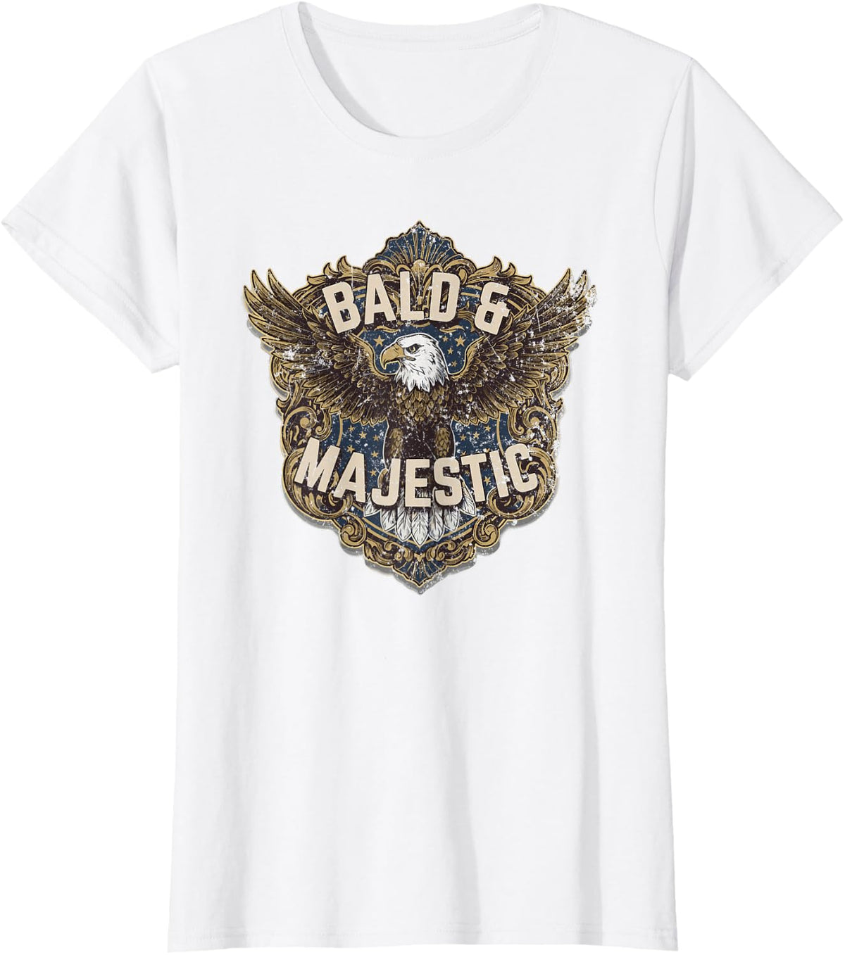 Bald & Majestic USA Eagle Patriotic Funny Balding Hair T-Shirt - White