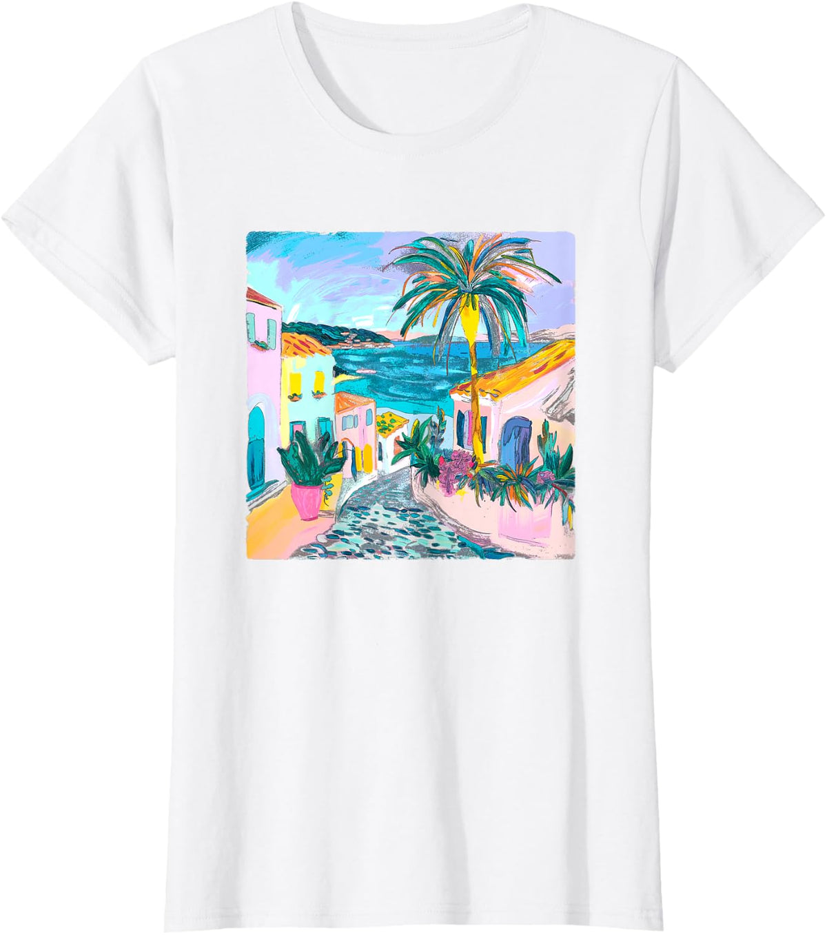 French Riviera Mediterranian Sea France Women Girls Souvenir T-Shirt - White