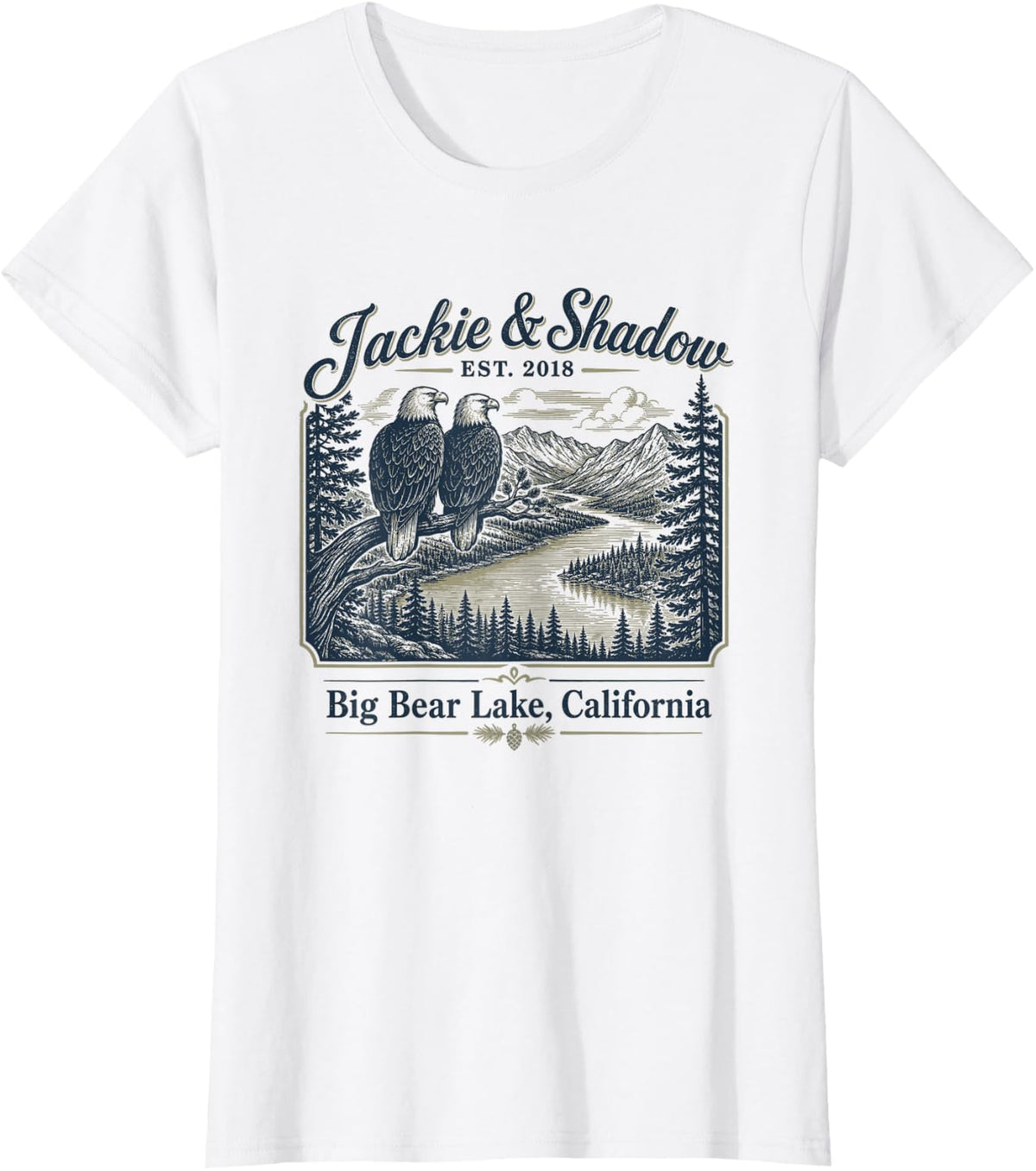 Jackie and Shadow Big Bear Lake California Bald Eagle T-Shirt - White