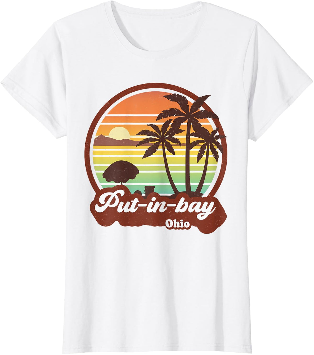 Vintage Put-in-bay Ohio OH Souvenir Retro 70s 80s Beach T-Shirt - White