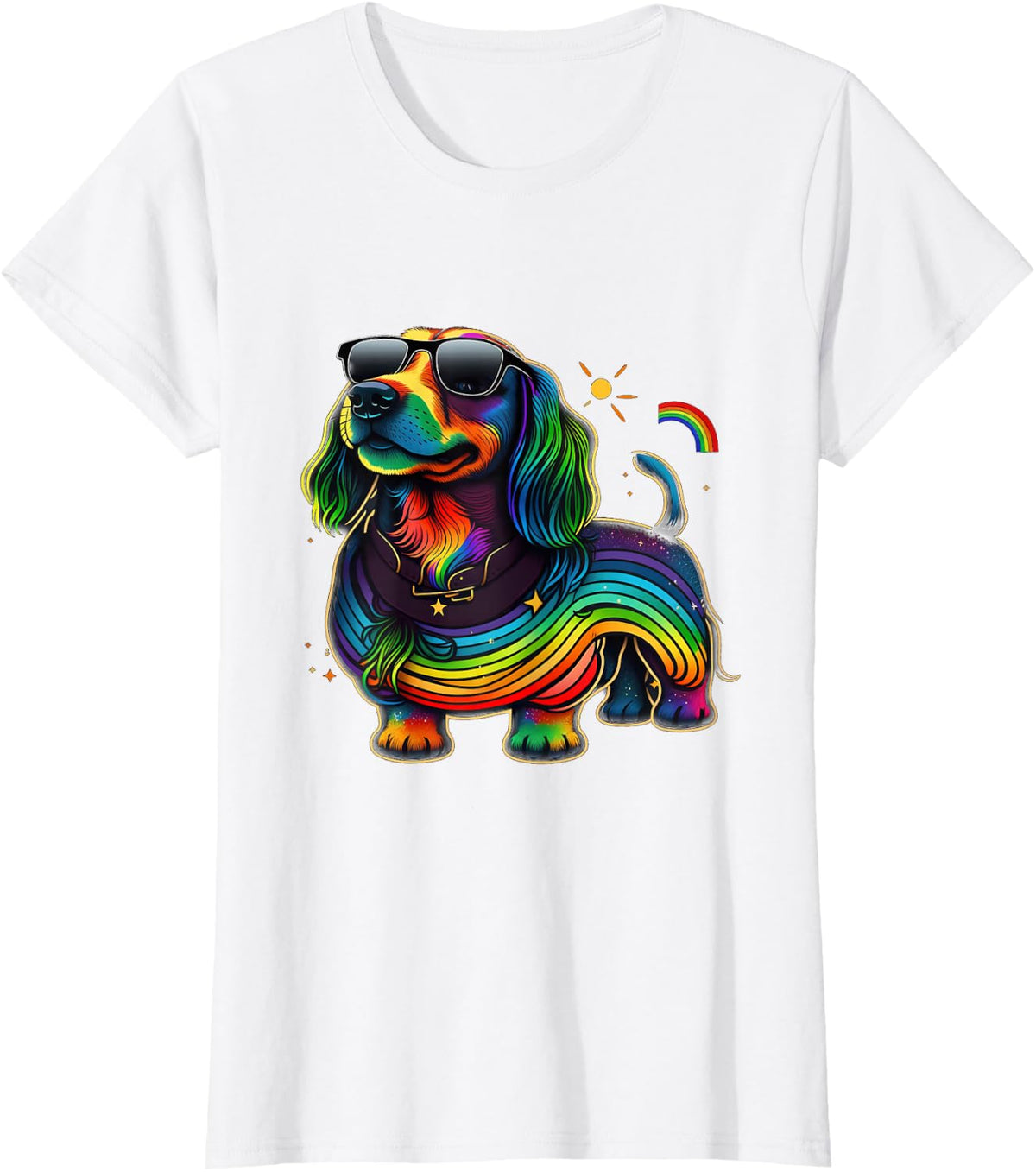 LGBT Gay Pride Dachshund Dog Shirt Tee for Rainbow Pride Month T-Shirts - White