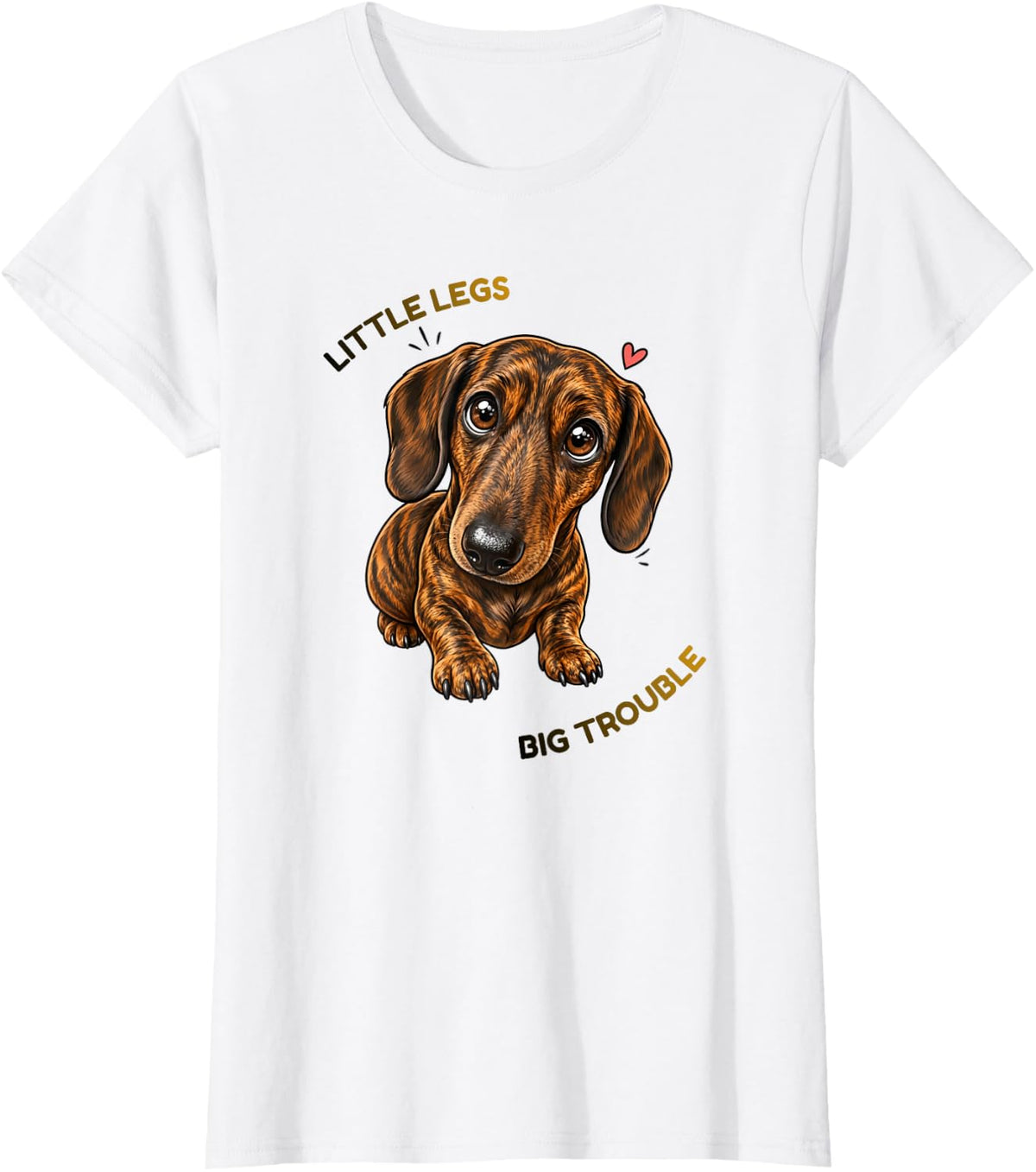 Cute Brindle Dachshund - Colin's Little Legs Club Collection T-Shirt - White