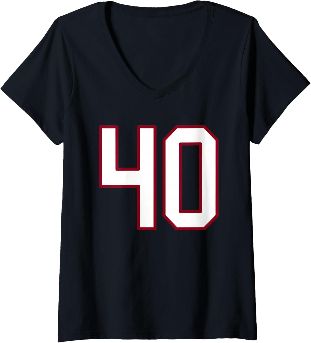 Women's Maroon and White Number 40 Jersey Player Uniform #40 V-Neck T-Shirt - Black