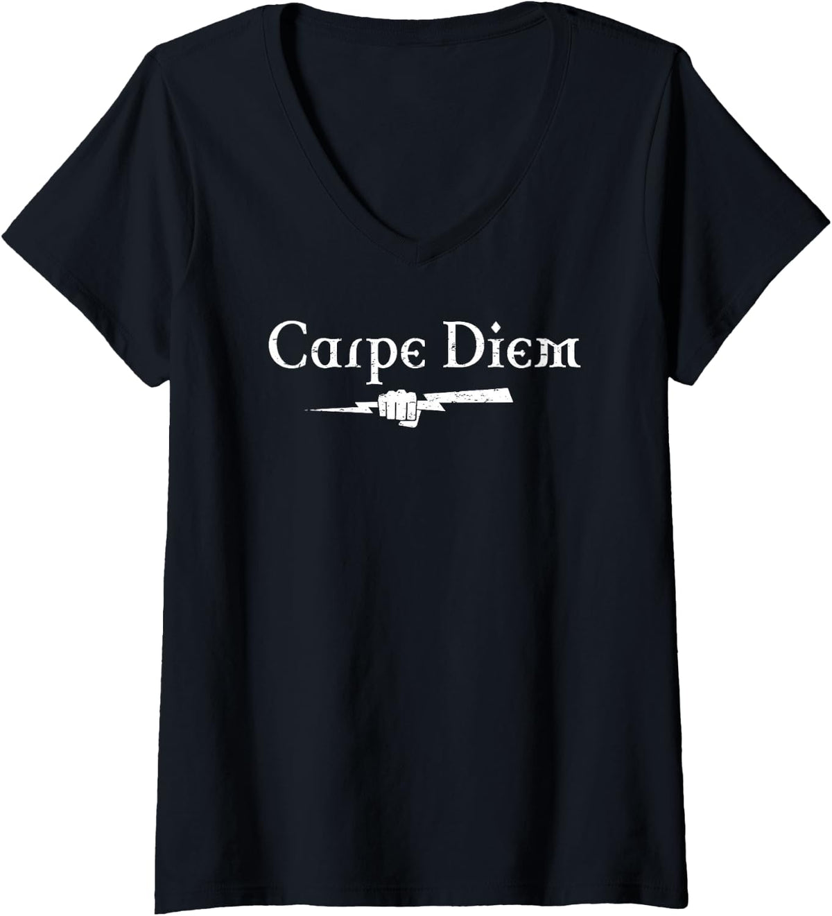 Women's Carpe Diem Celtic Lightning Bolt V-Neck T-Shirt - Black