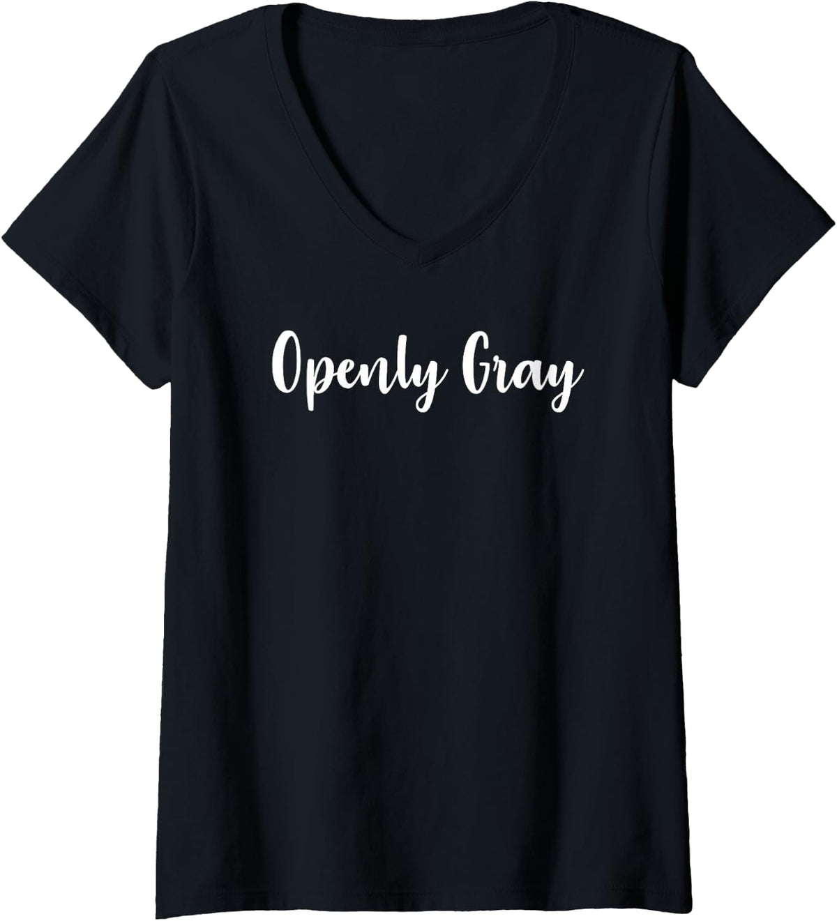 Womens Openly Gray Natural Hair Ladies Gray Hair V-Neck T-Shirt - Black