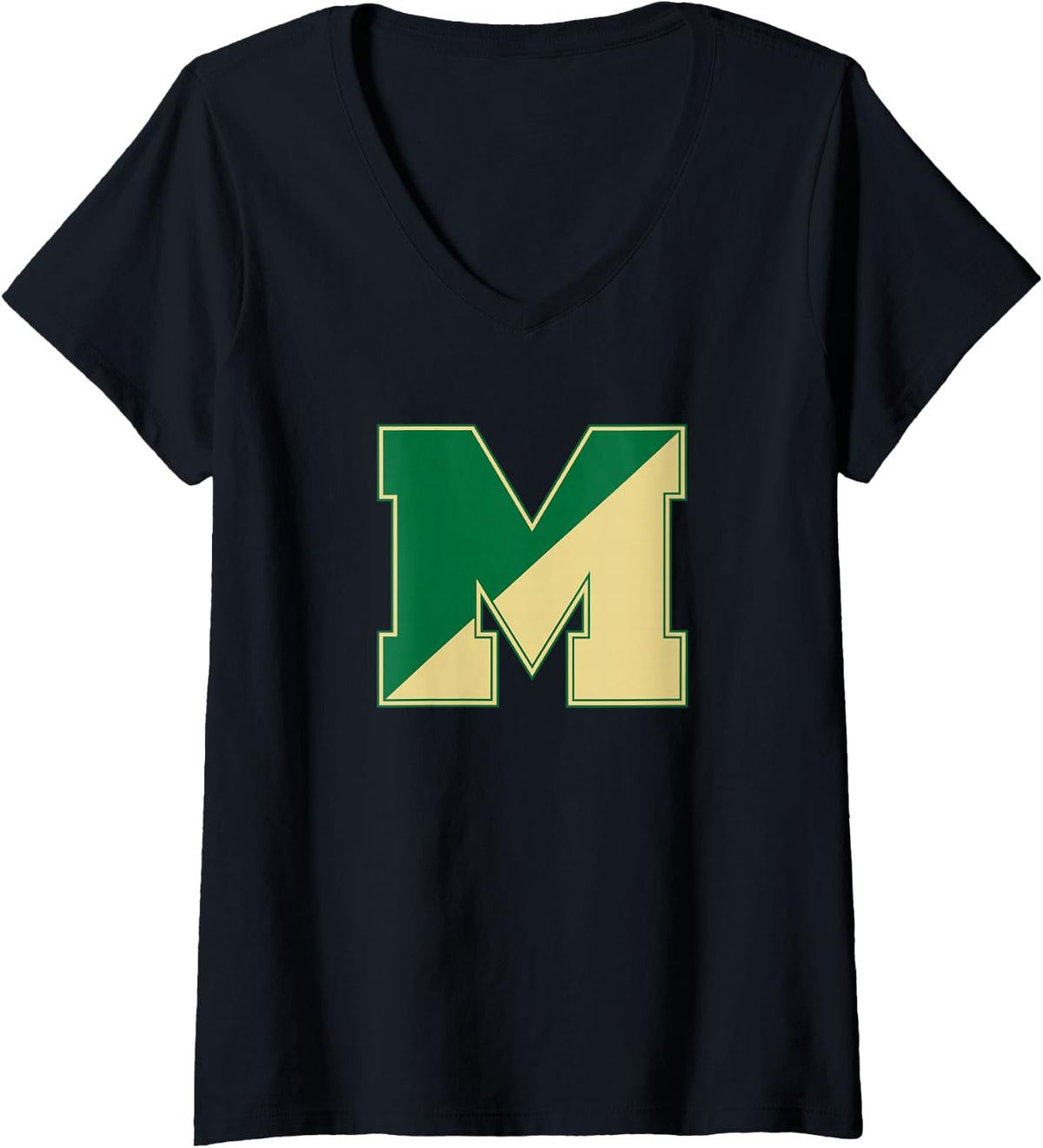 Women's Brick Township Memorial Mustangs V-Neck T-Shirt - Black