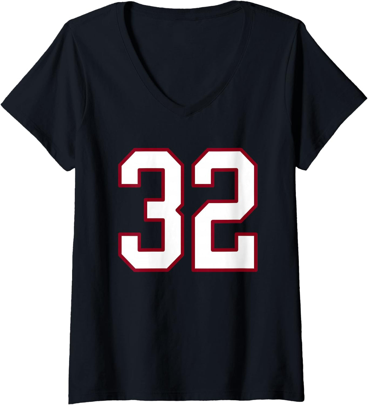 Women's Maroon and White Number 32 Jersey Player Uniform #32 V-Neck T-Shirt - Black