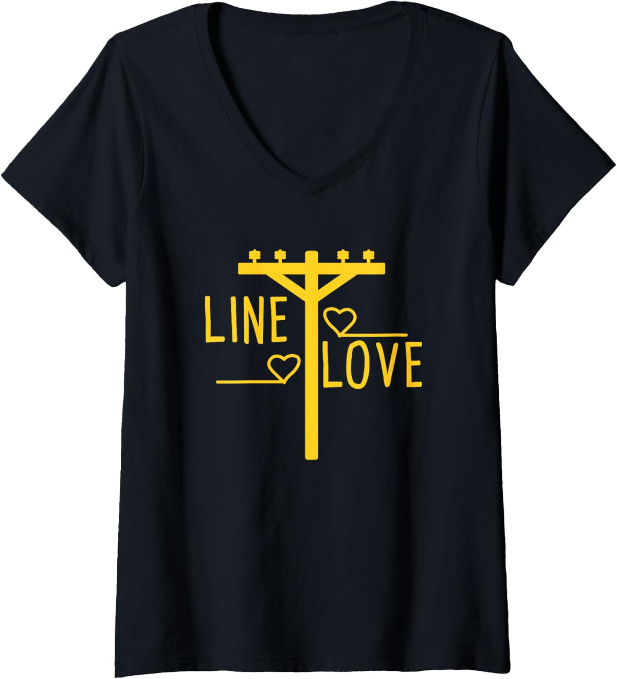 Women's Line Love - Electrical Lineman's Wife or Girlfriend V-Neck T-Shirt - Black
