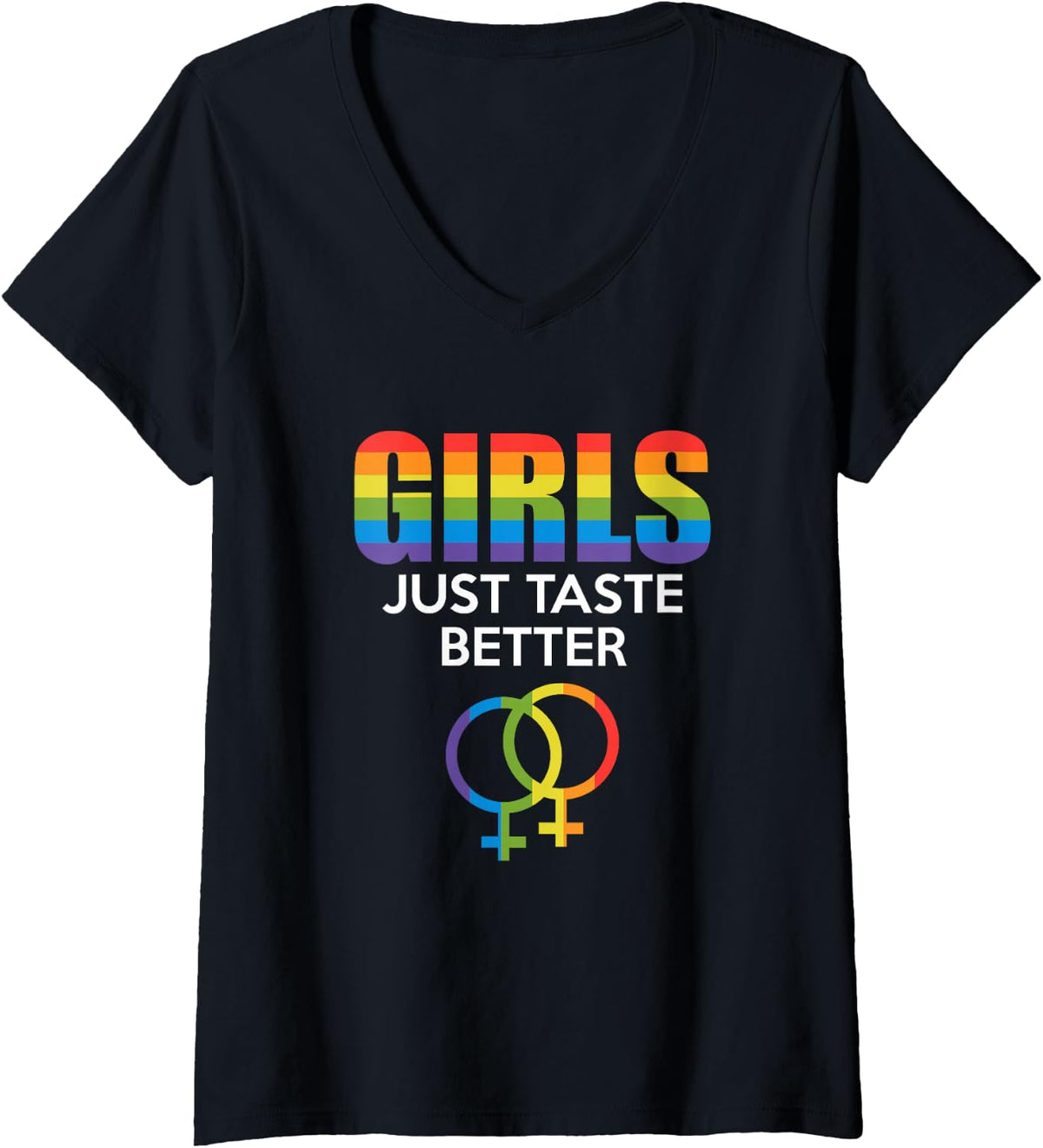 Womens Girls Just Taste Better LGBT V-Neck T-Shirt - Black