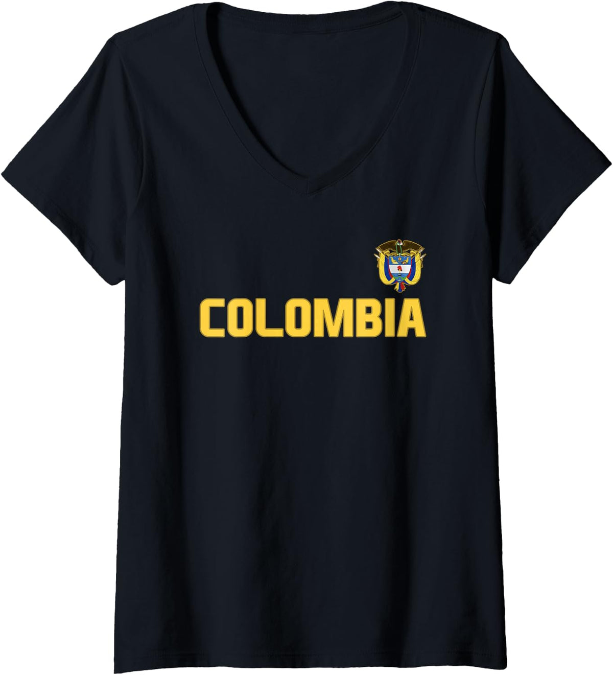 Women's Colombia Flag Colombian Pride International Country V-Neck T-Shirt - Black