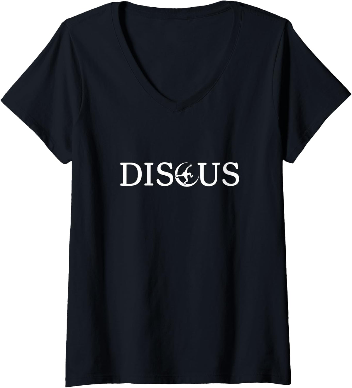 Women's Track and Field Discus Throwing Athlete V-Neck T-Shirt - Black