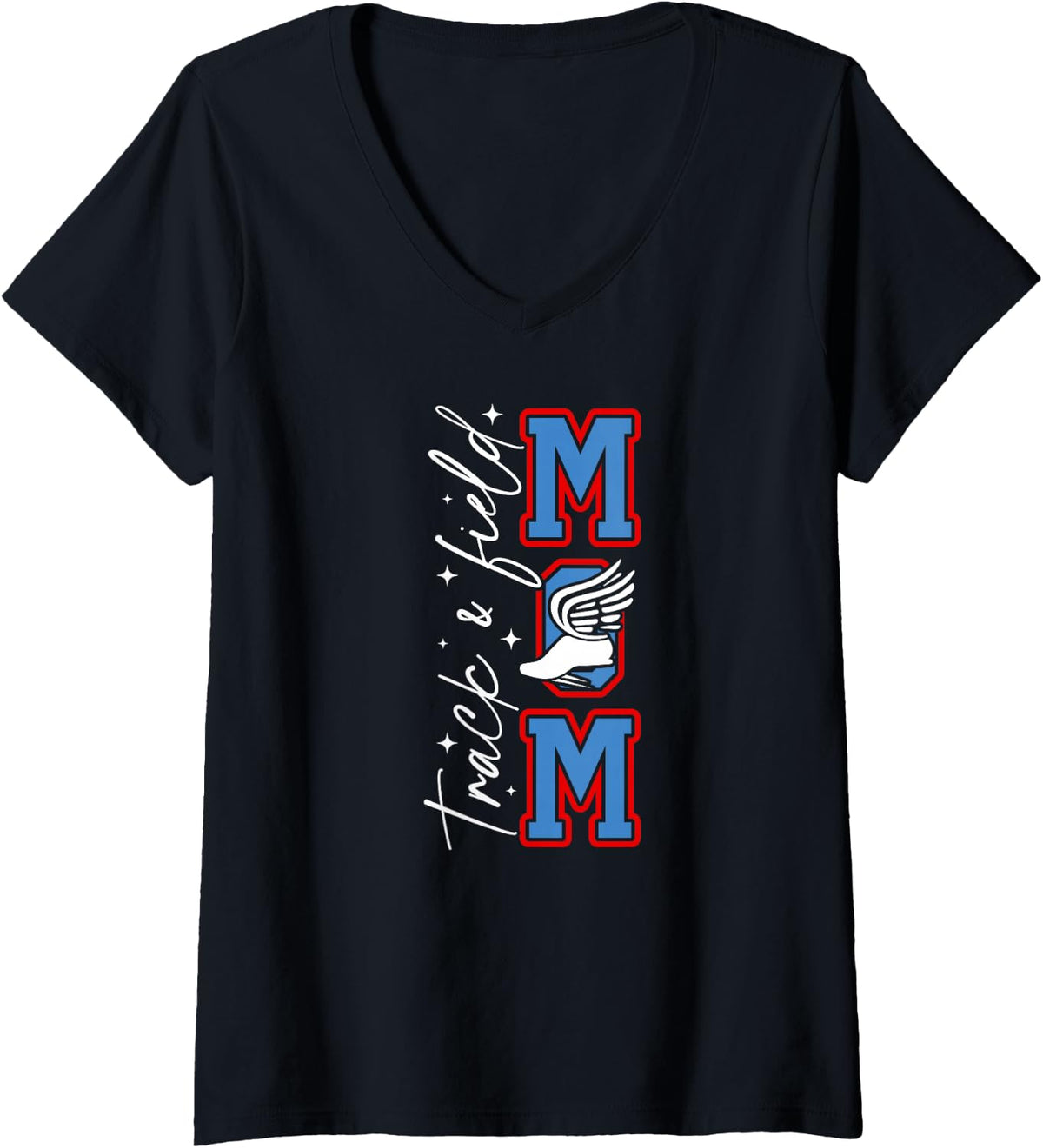 Women's Track and Field Mom of A Track and Field Athlete Mom V-Neck T-Shirt - Black