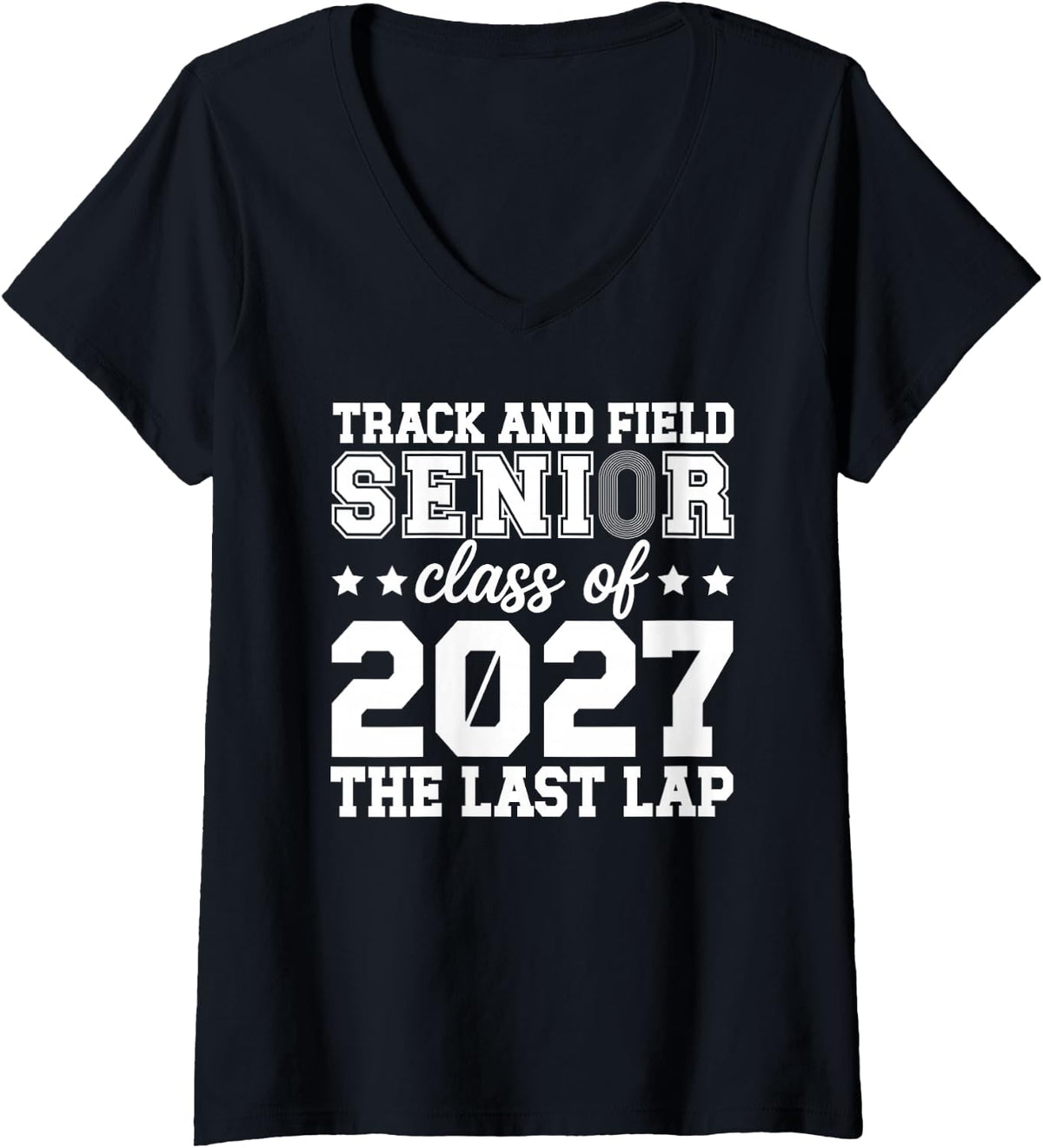Women's Track and Field Senior 2027 Class of 2027 The Last Lap V-Neck T-Shirt - Black
