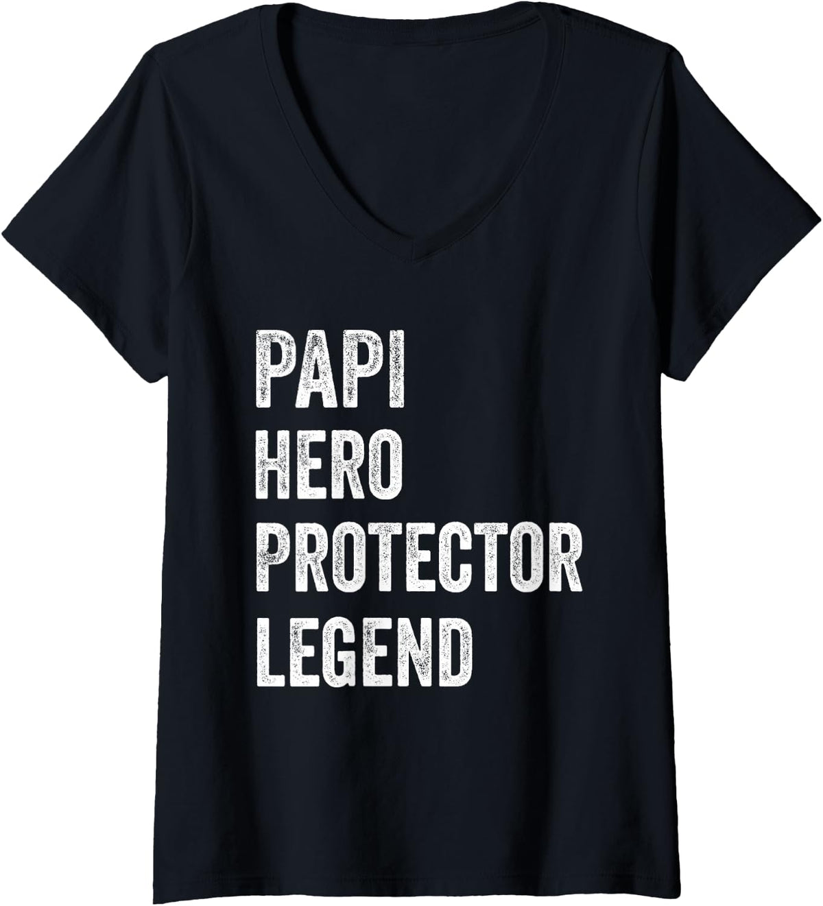 Women's Papi Hero Protector Legend Vintage Distressed Papi V-Neck T-Shirt - Black