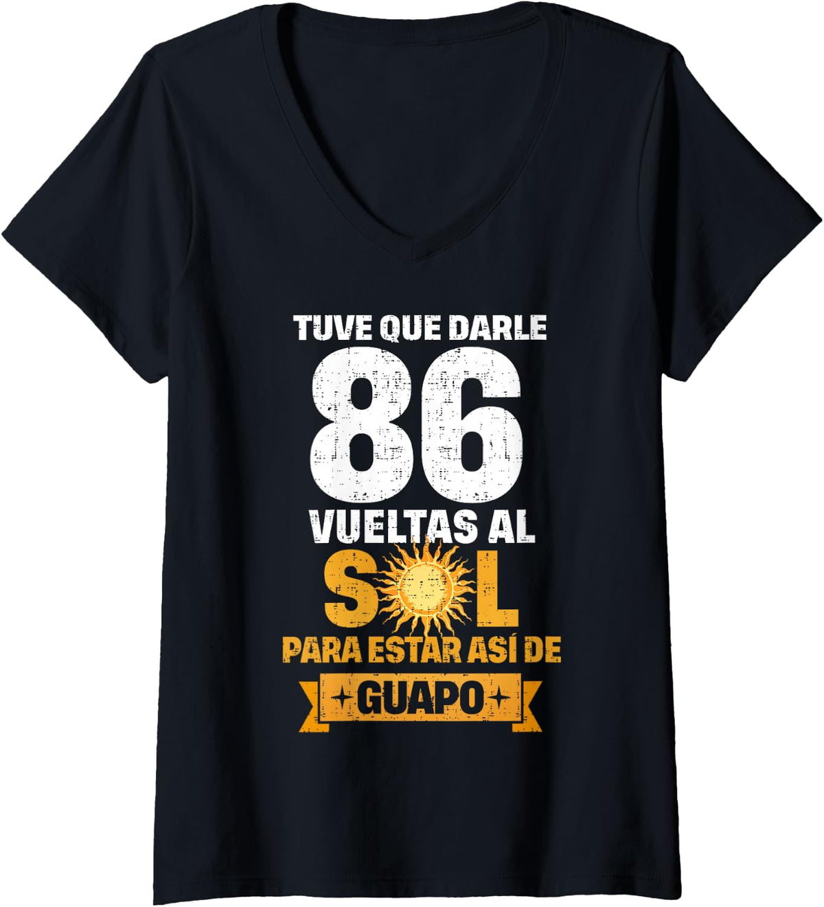 Women's 86th Birthday Gift for Men in Spanish Regalo cumpleanos 86 V-Neck T-Shirt - Black