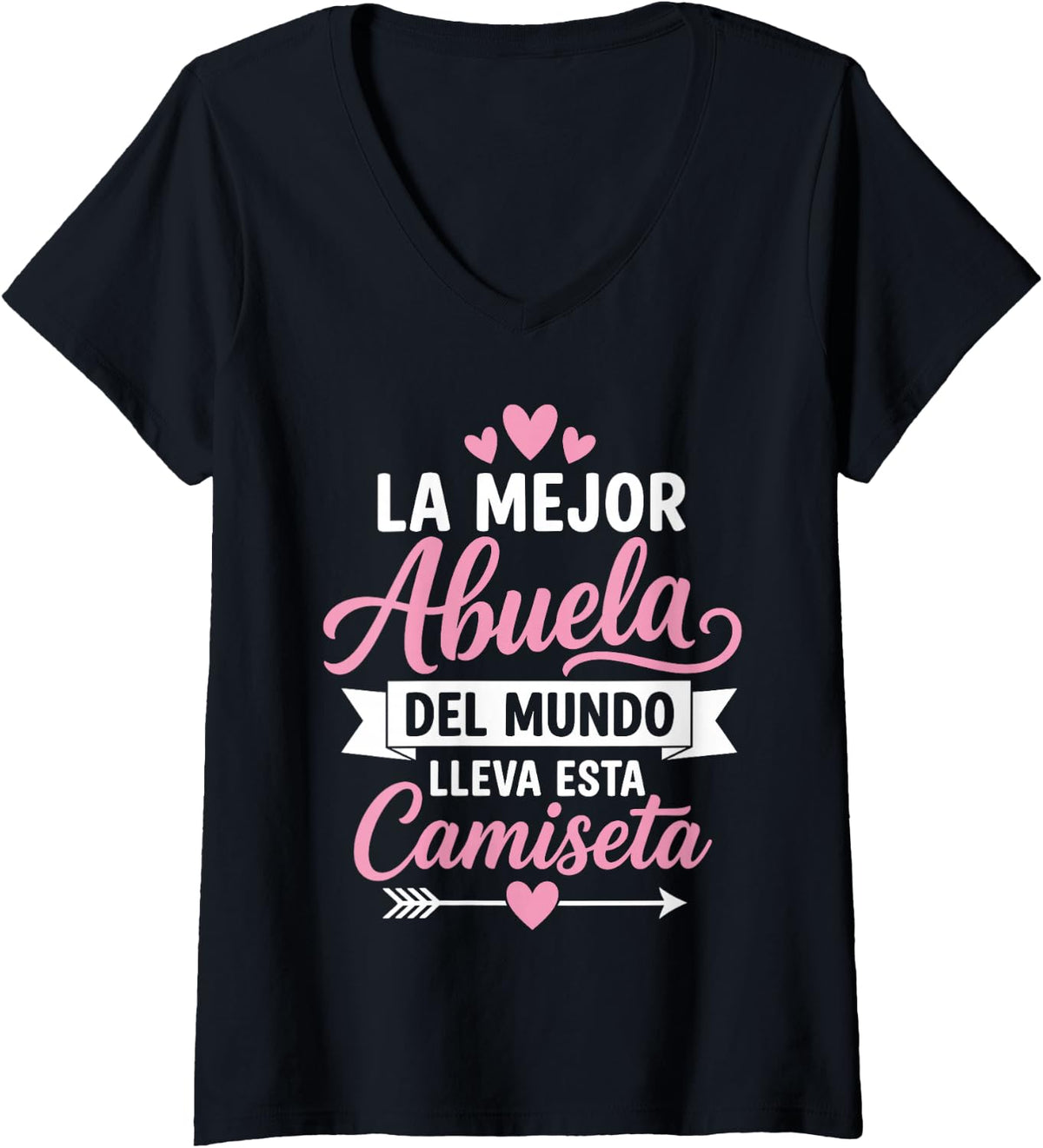 Women's Mejor Abuela Art for Grandma Nana Mothers Day Best Abuela V-Neck T-Shirt - Black