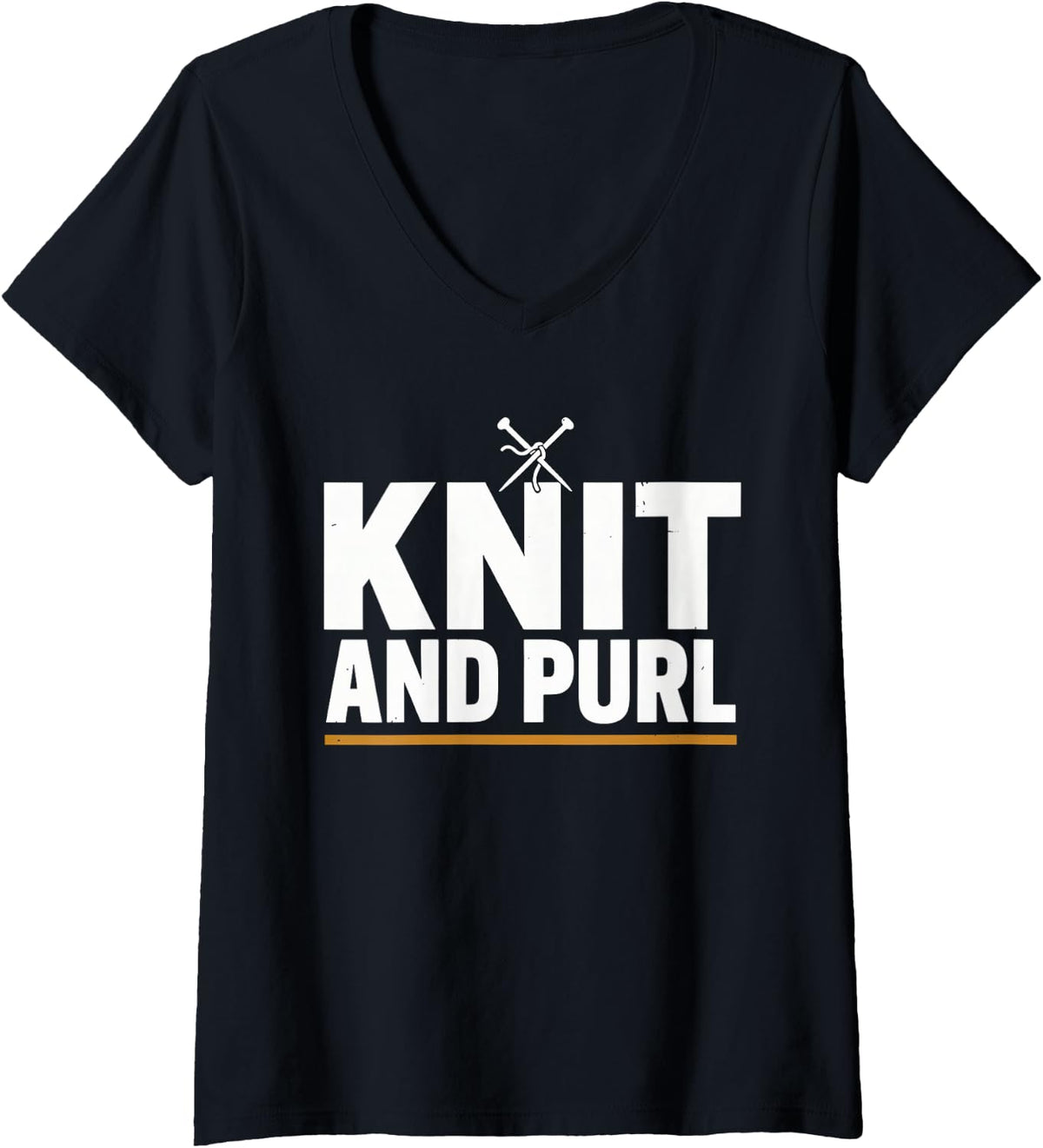 Women's Knitter Knitting V-Neck T-Shirt - Black