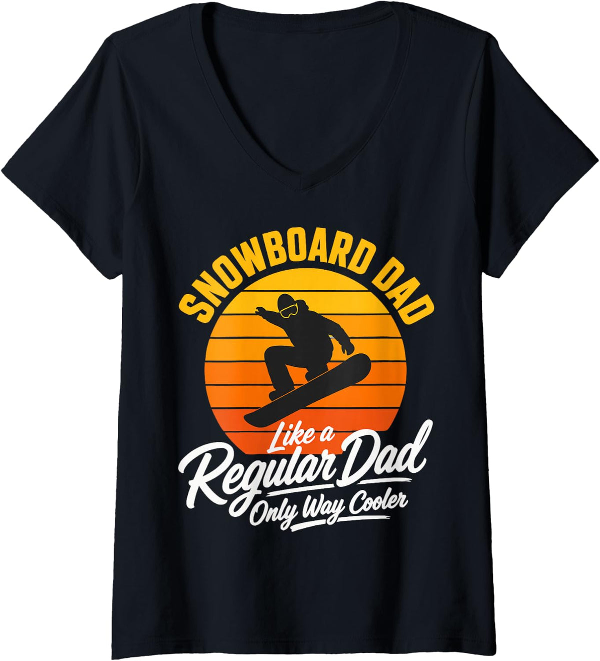 Women's Snowboard Dad Rider Father Snowboarding V-Neck T-Shirt - Black