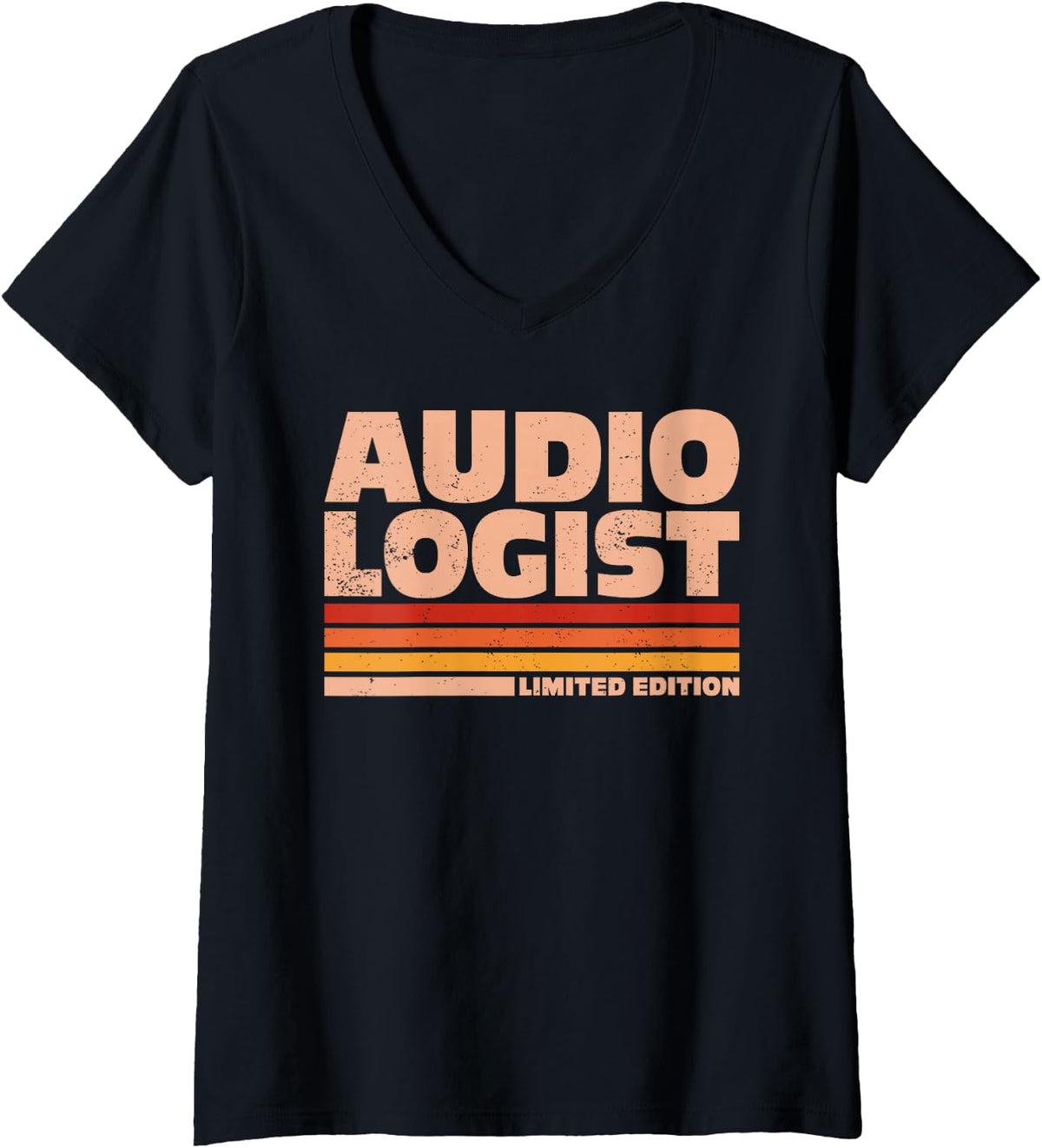 Women's Audiologist Retro Sunrise V-Neck T-Shirt - Black