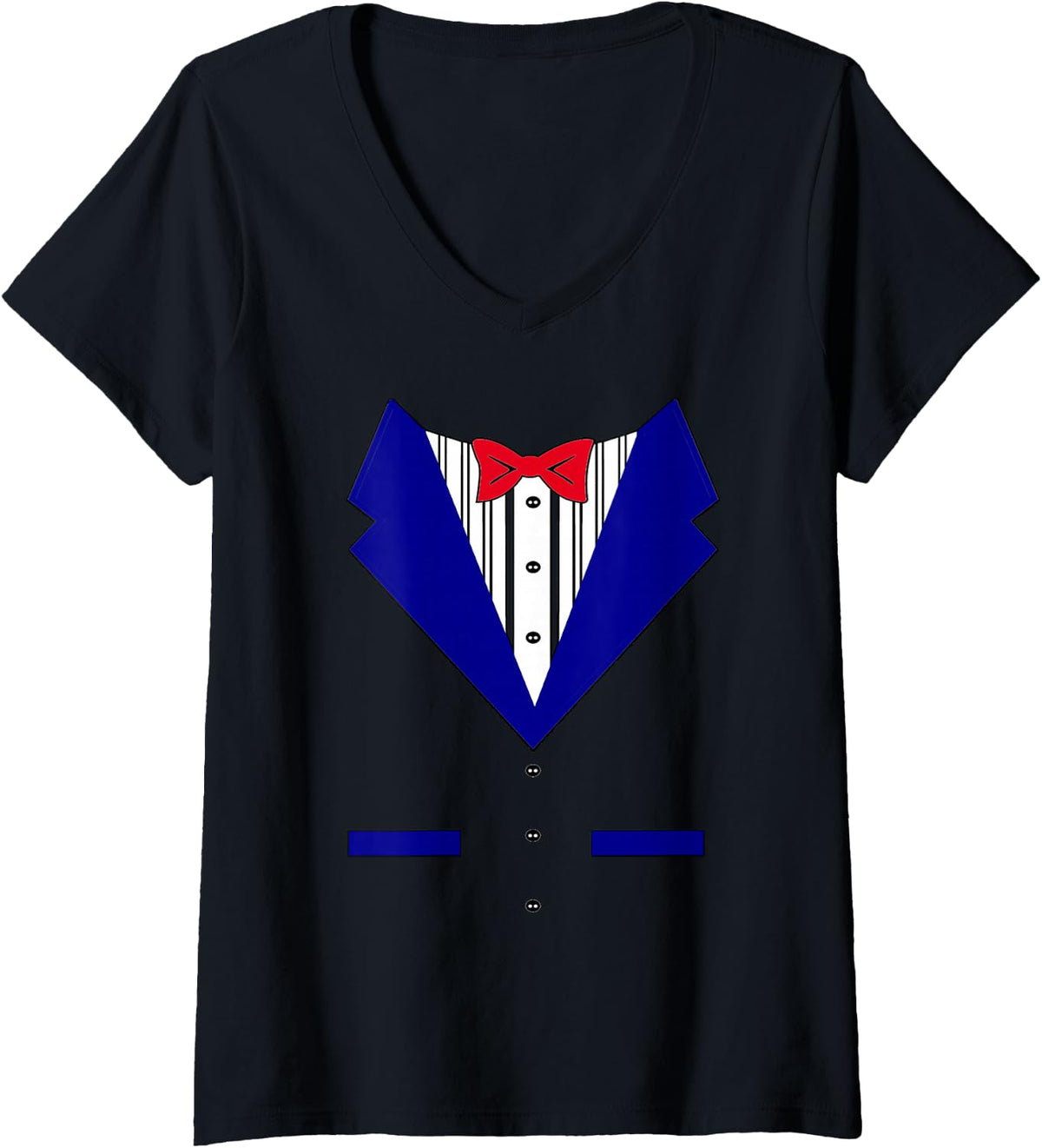 Women's Women's Printed Top Coat Nanny Costume Halloween Fancy Dress V-Neck T-Shirt - Black